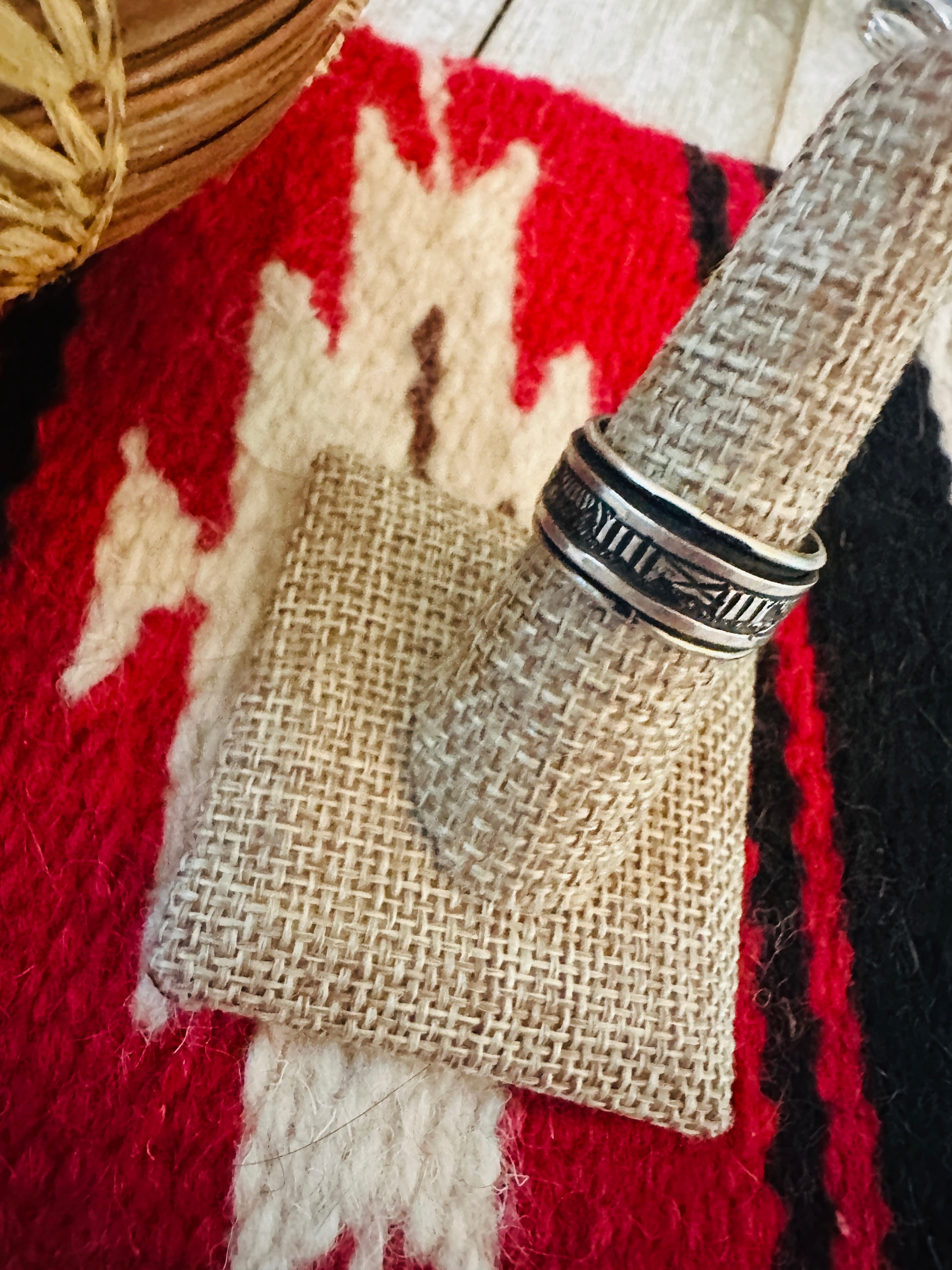 Handcrafted Hand Stamped Sterling Silver Storyteller Ring Size 8