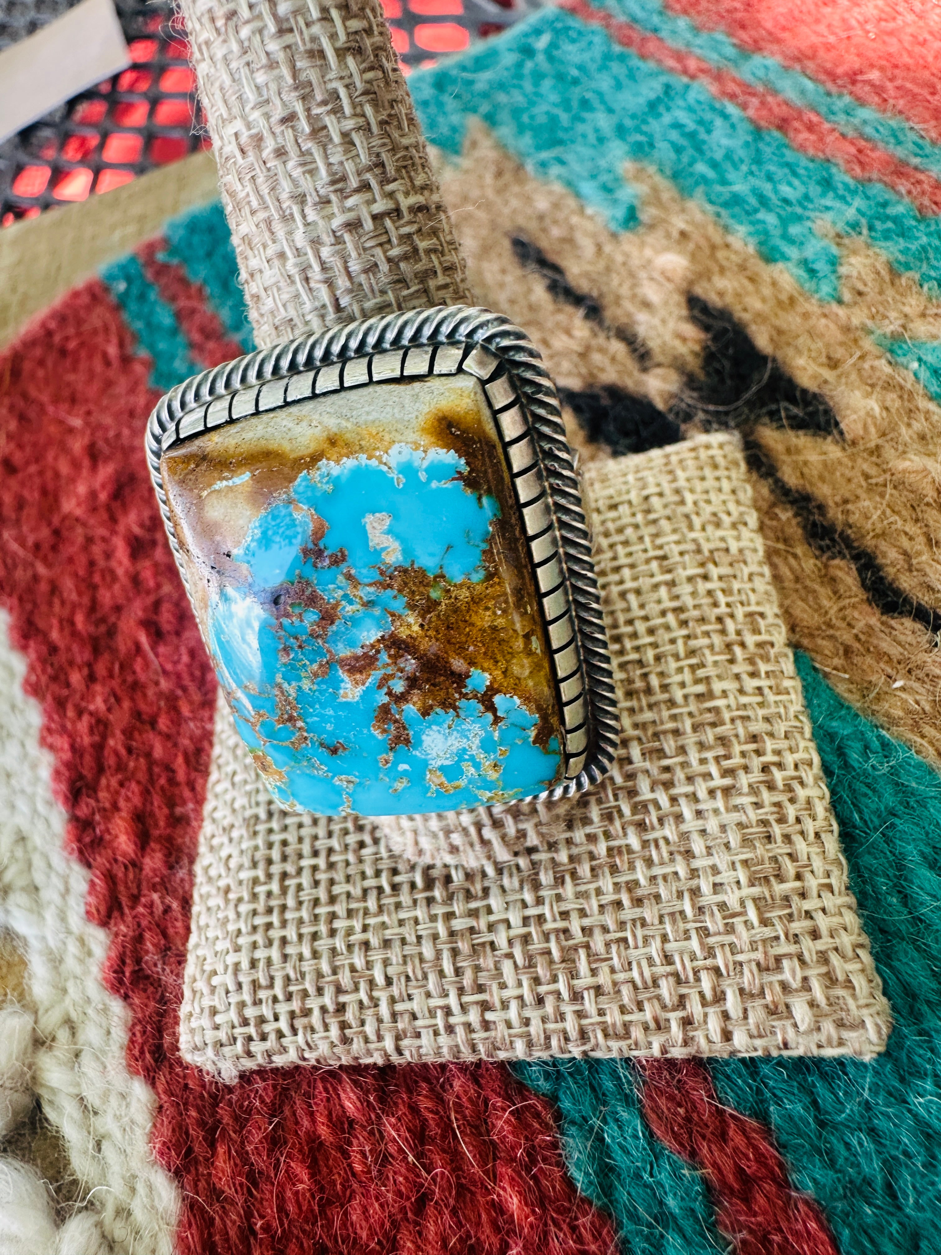 Handcrafted Sterling Silver & Royston Ribbon Turquoise Ring by Randy Boyd, Size 11