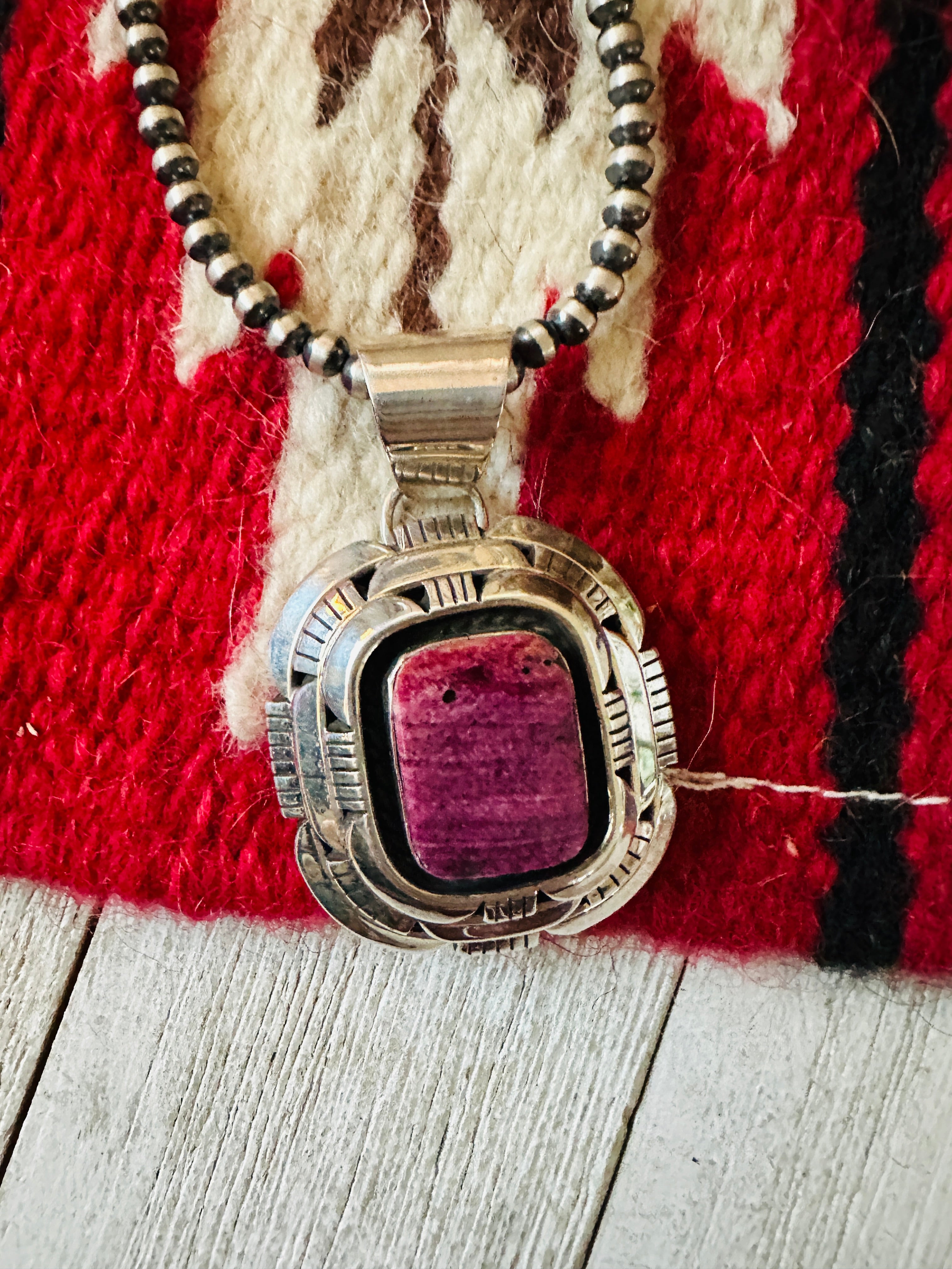 Navajo Sterling Silver & Purple Spiny Oyster Pendant