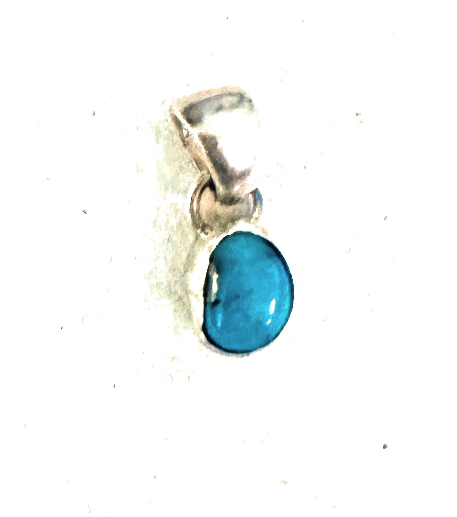 Navajo Sterling Silver & Kingman Turquoise Mini Pendant