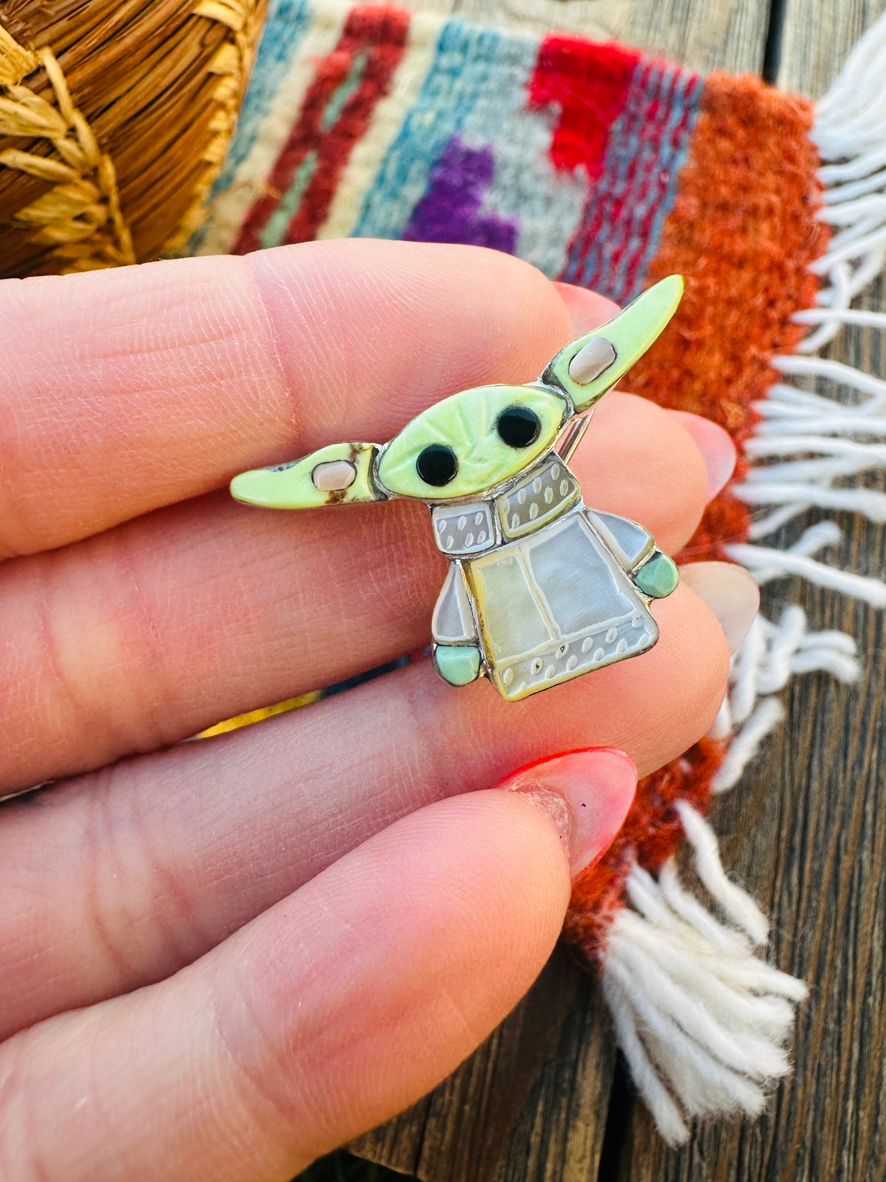 Handcrafted Sterling Silver and Multi Stone Character Brooch