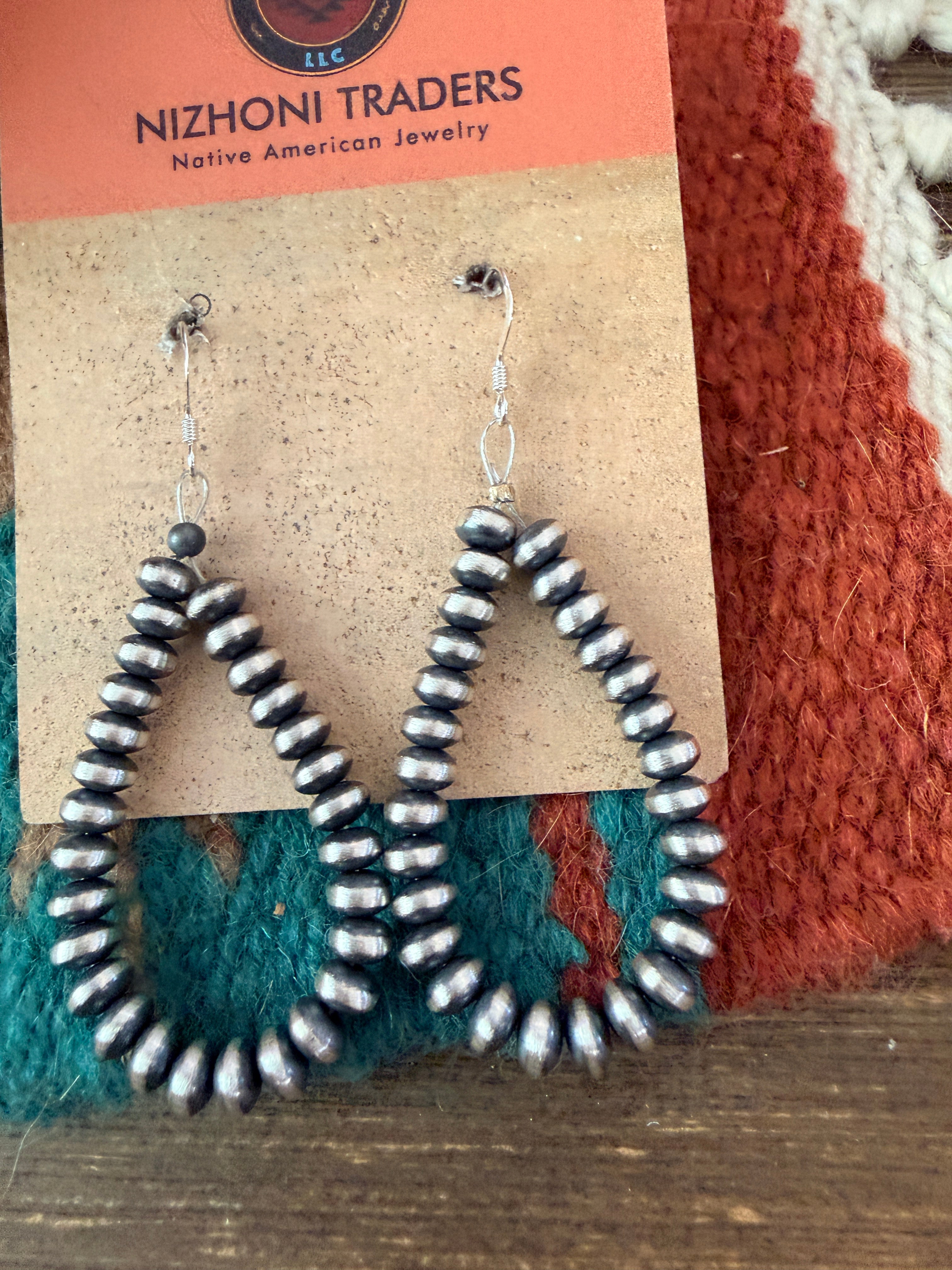 Handcrafted Sterling Silver Saucer Bead Dangle Hoop Earrings