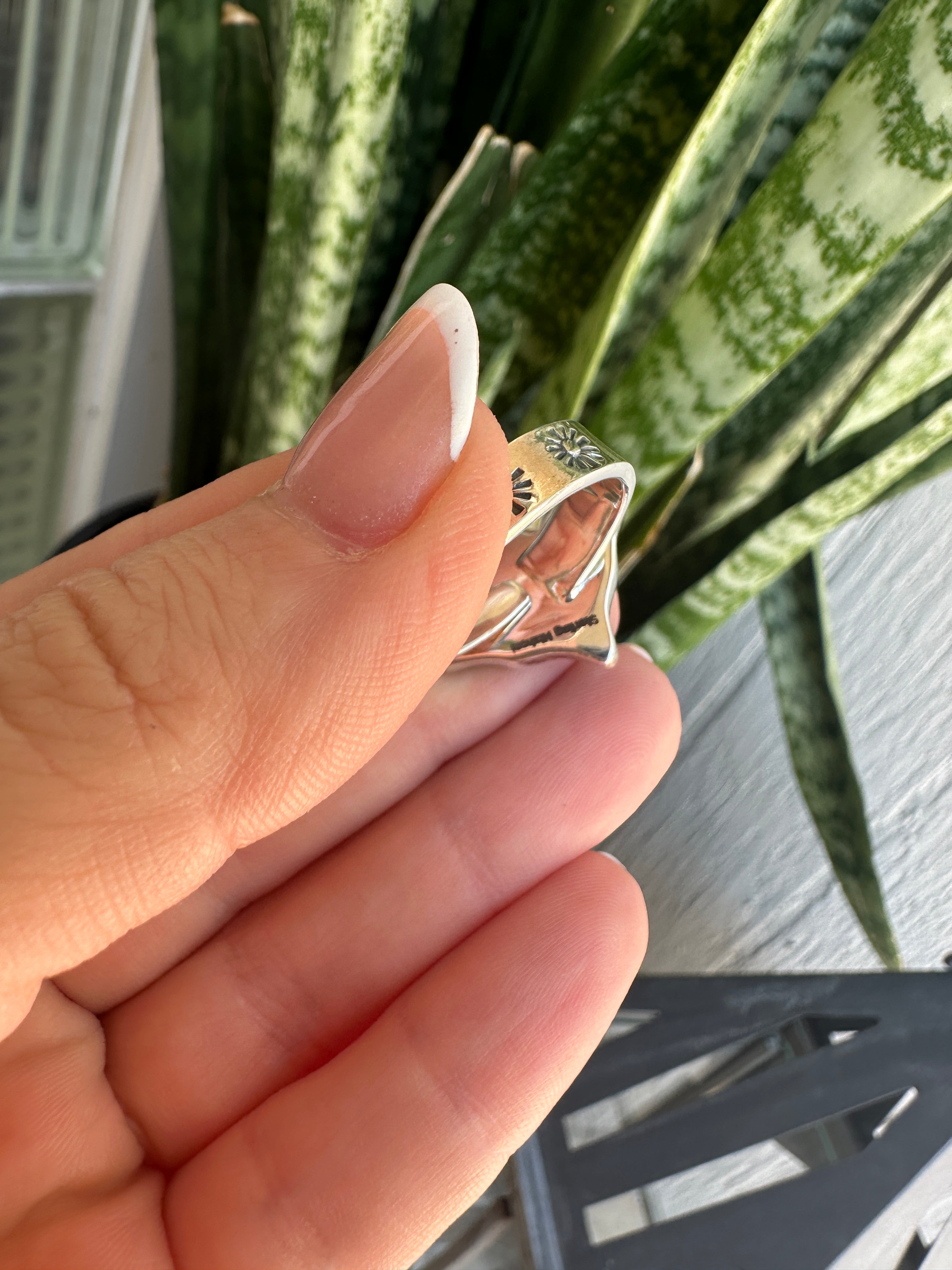 Beautiful Handmade Turquoise And Sterling Silver Adjustable BAT Ring