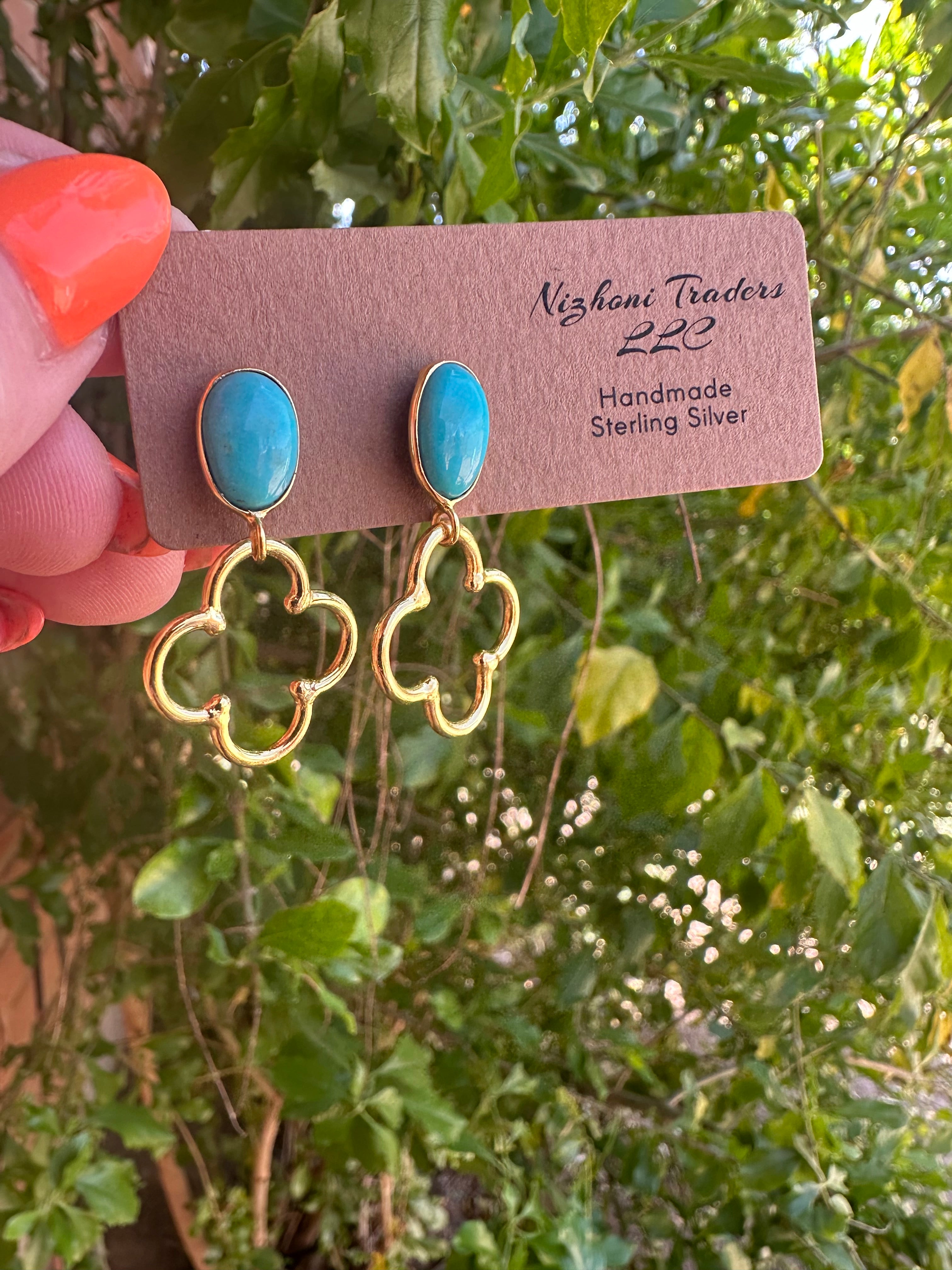 “The Golden Collection” SPRINGTIME Natural Turquoise Handmade 14k Gold Plated Earrings