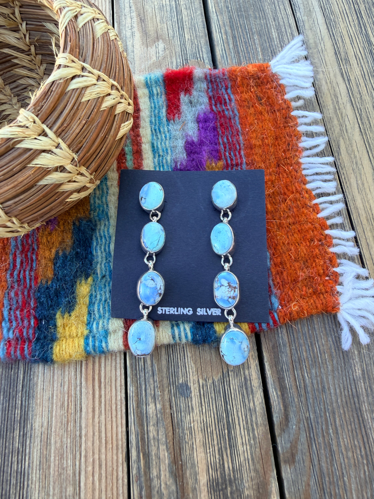 Handcrafted Golden Hills Turquoise & Sterling Silver Dangle Earrings