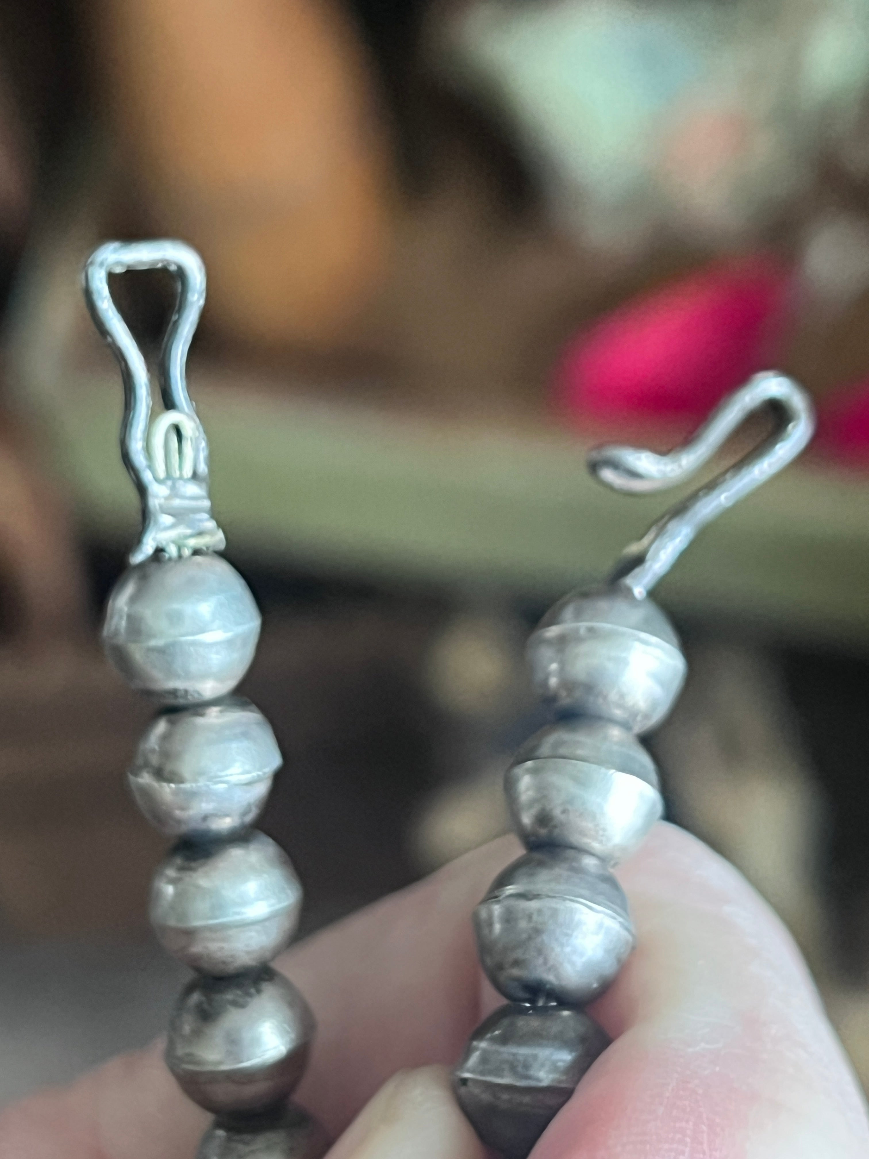 Vintage Old Pawn Sunface Multi Stone & Sterling Silver Beaded Squash B
