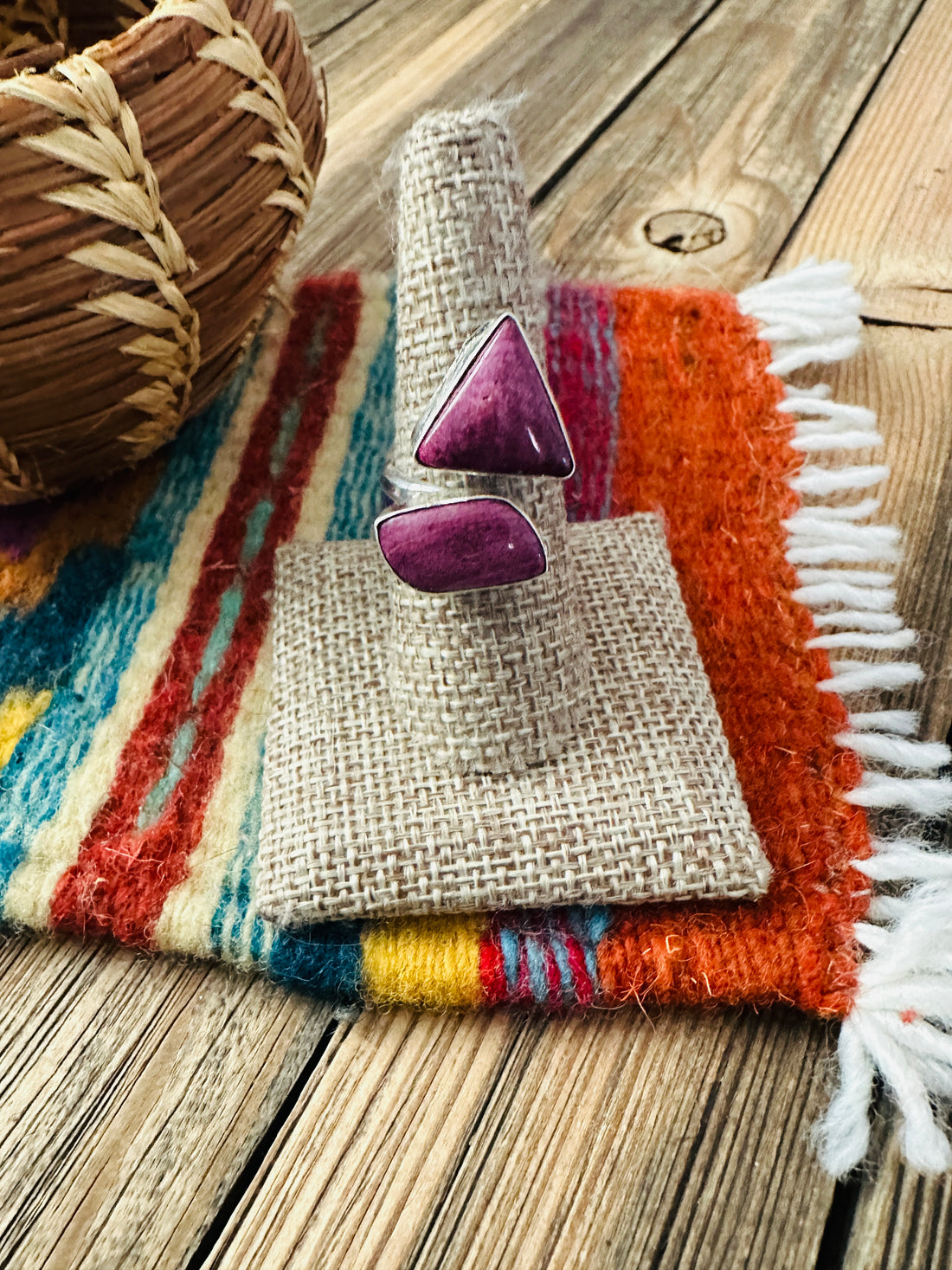 Handcrafted Purple Spiny Oyster & Sterling Silver Adjustable Ring