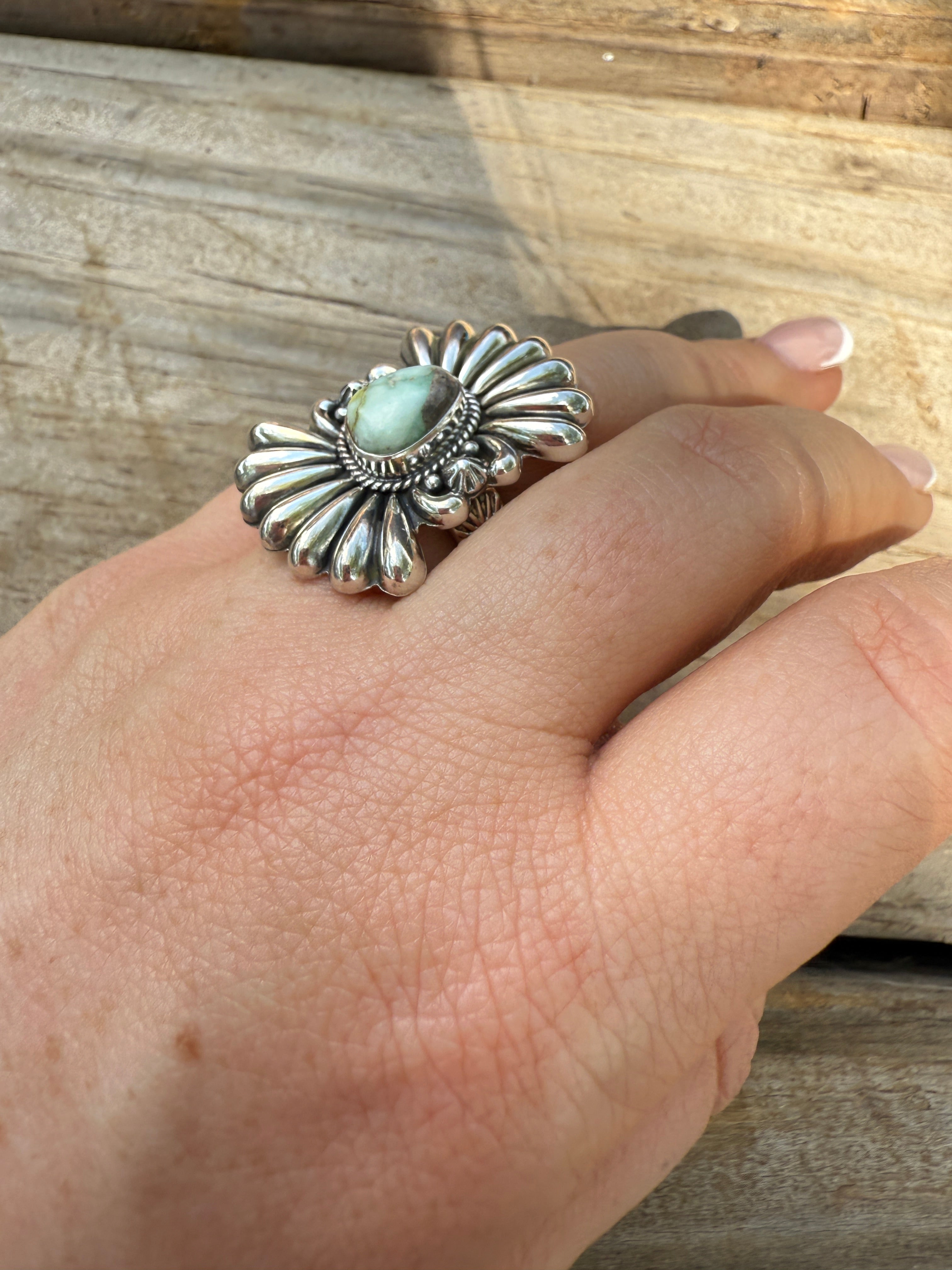 Handmade Palomino Turquoise & Sterling Adjustable Silver Ring