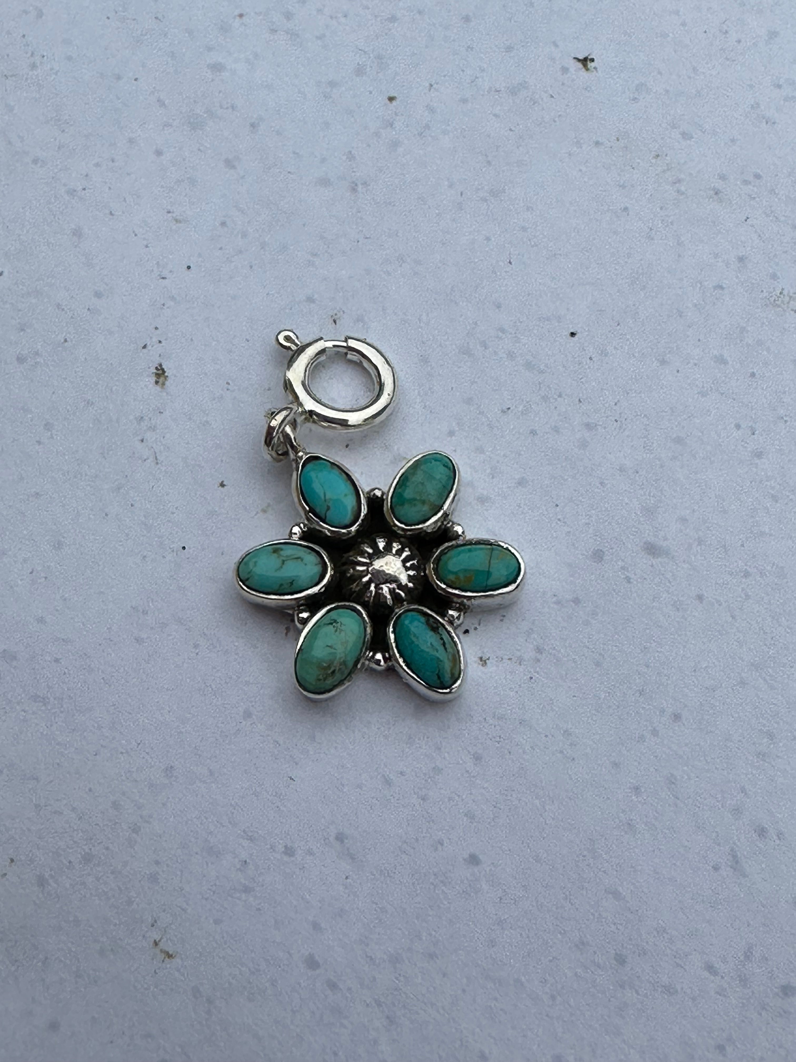 Sterling Silver and Turquoise Star Flower Charm