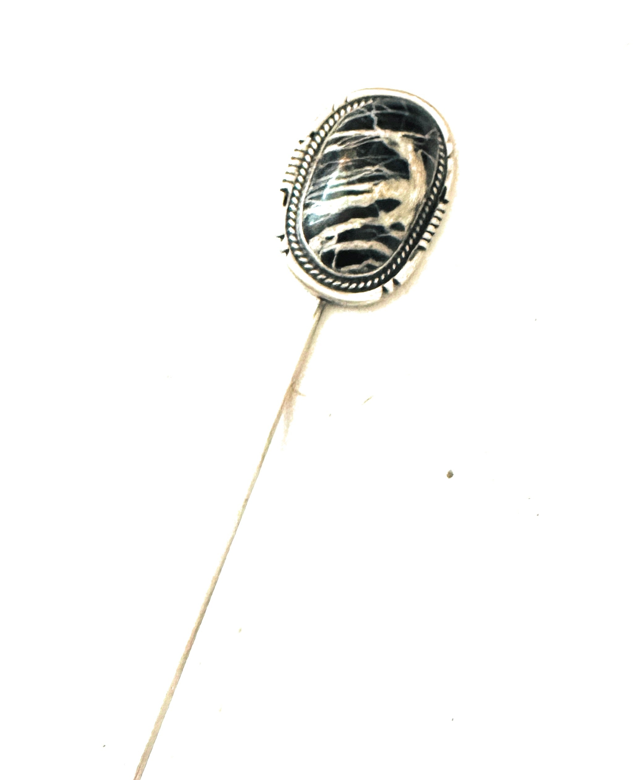 Navajo White Buffalo & Sterling Silver Hair Pin