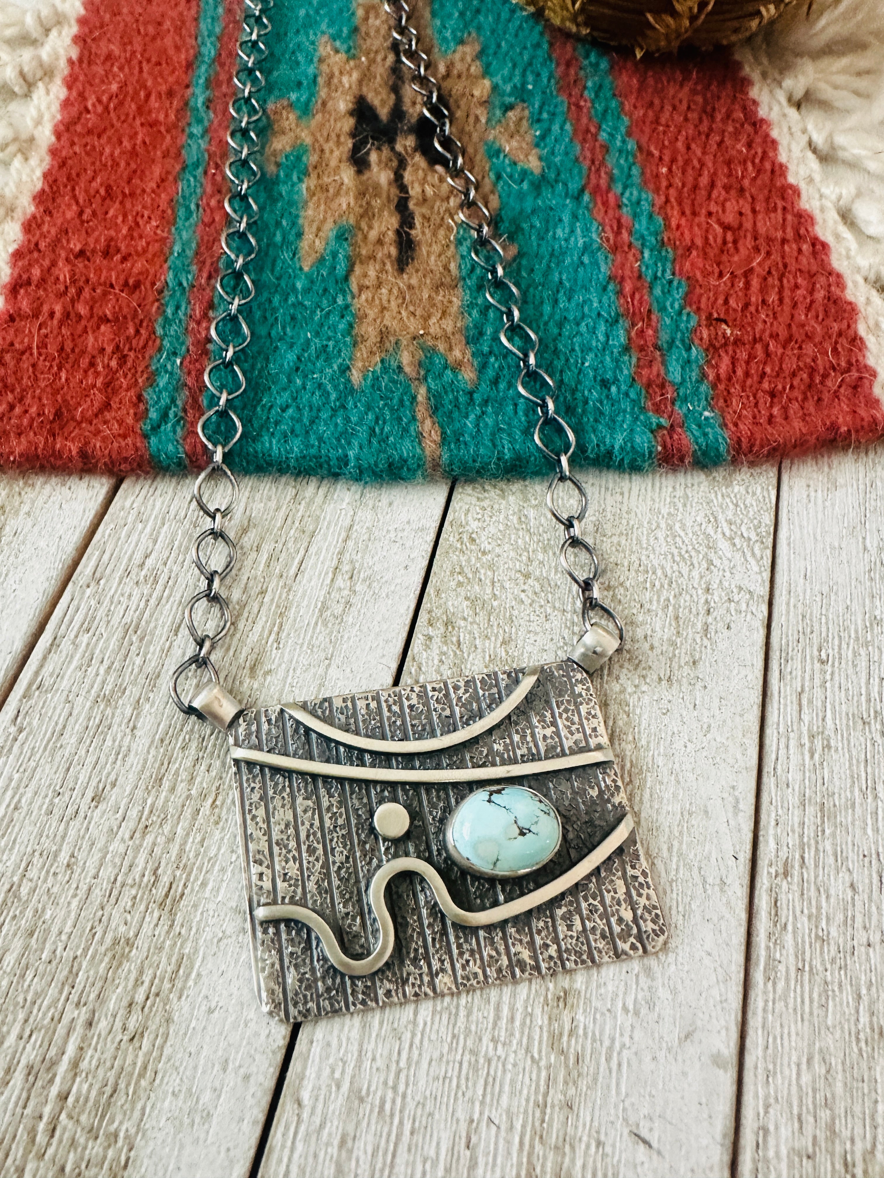 Handcrafted Sterling Silver & Golden Hills Turquoise Abstract Necklace