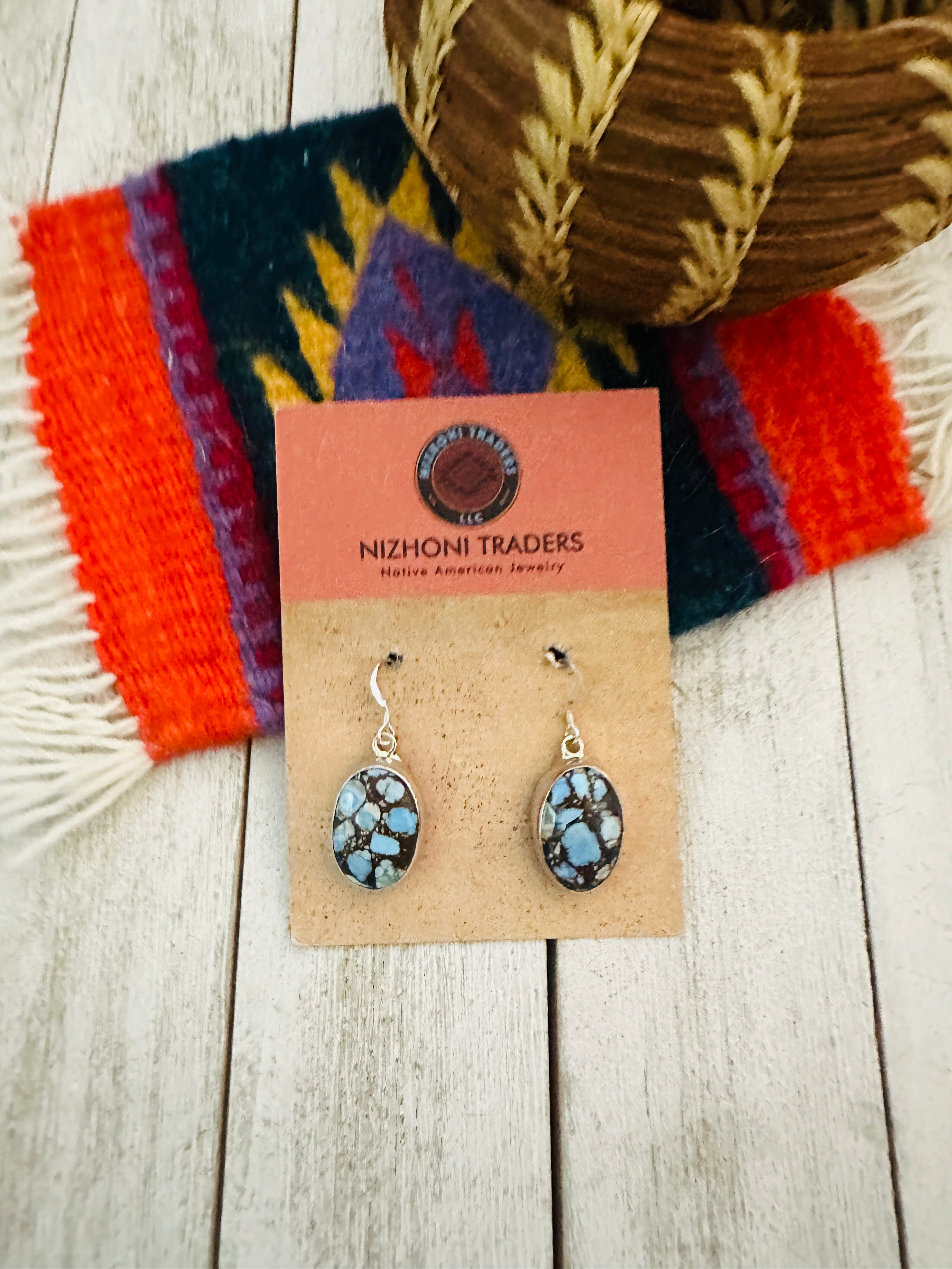 Navajo Golden Hills Turquoise & Sterling Silver Dangle Earrings