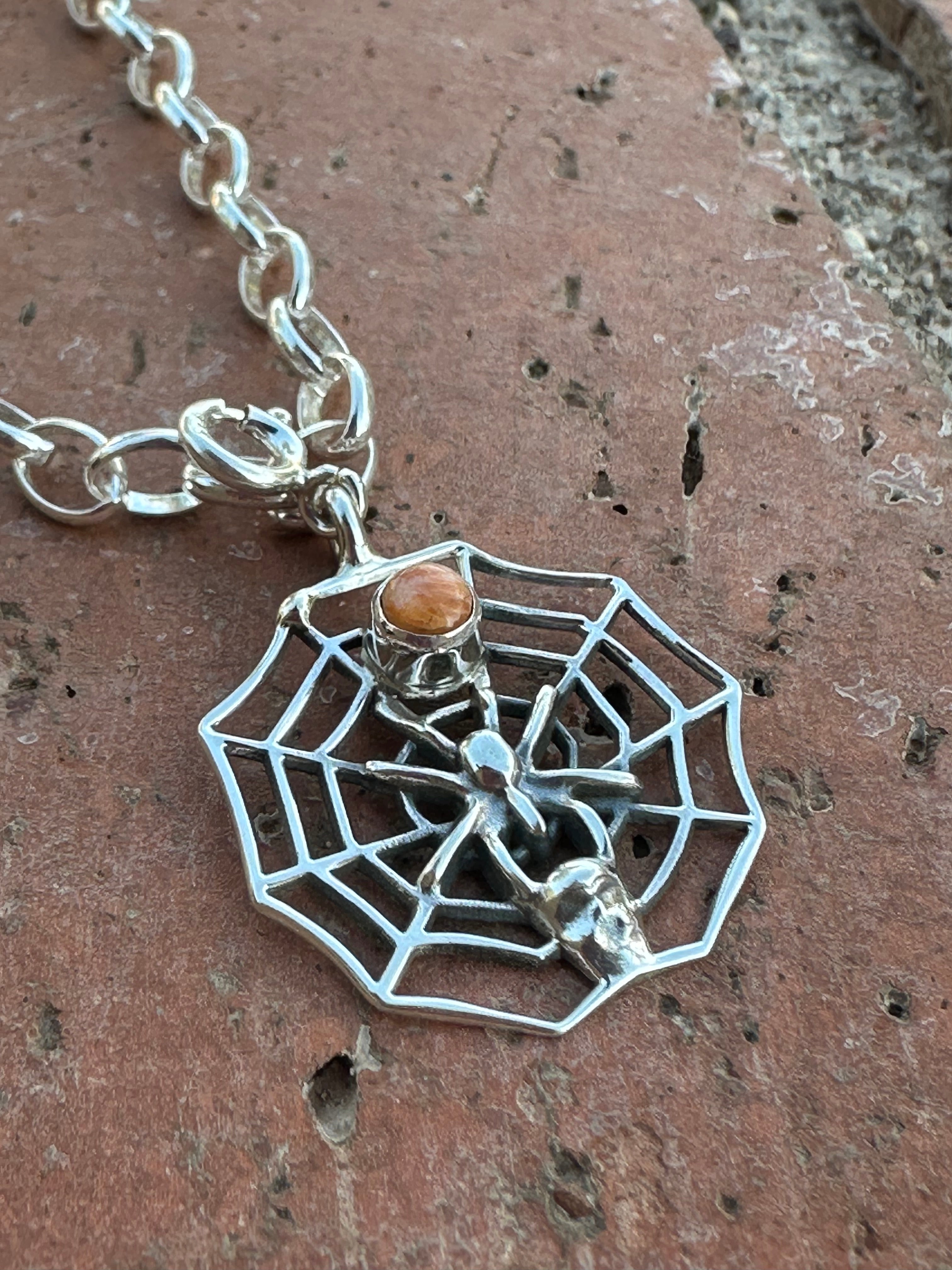 Halloween Collection Sterling Silver & Spice Spider Web Charm