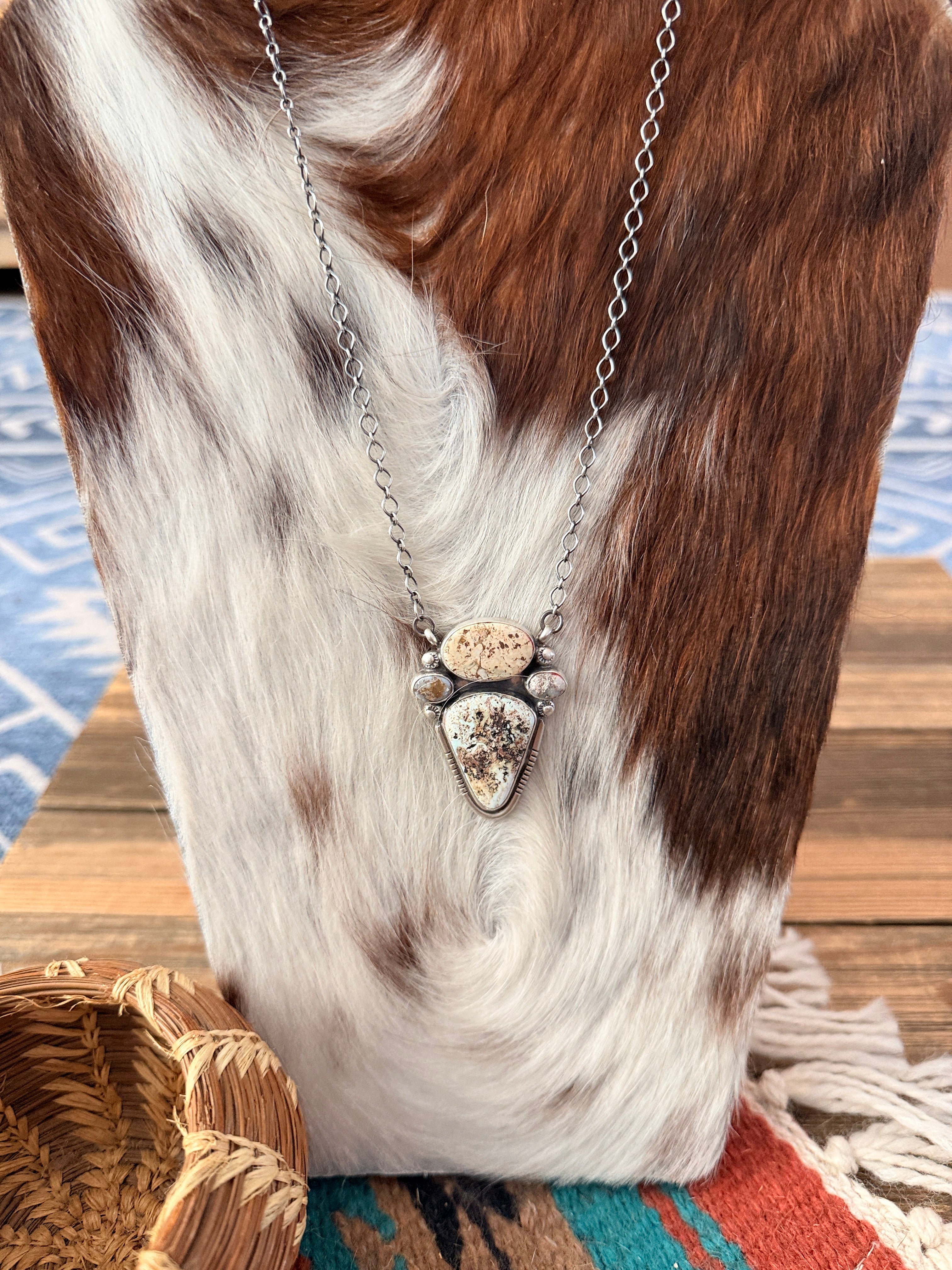 Handcrafted Dry Creek Turquoise & Sterling Silver Necklace by Joelias Draper