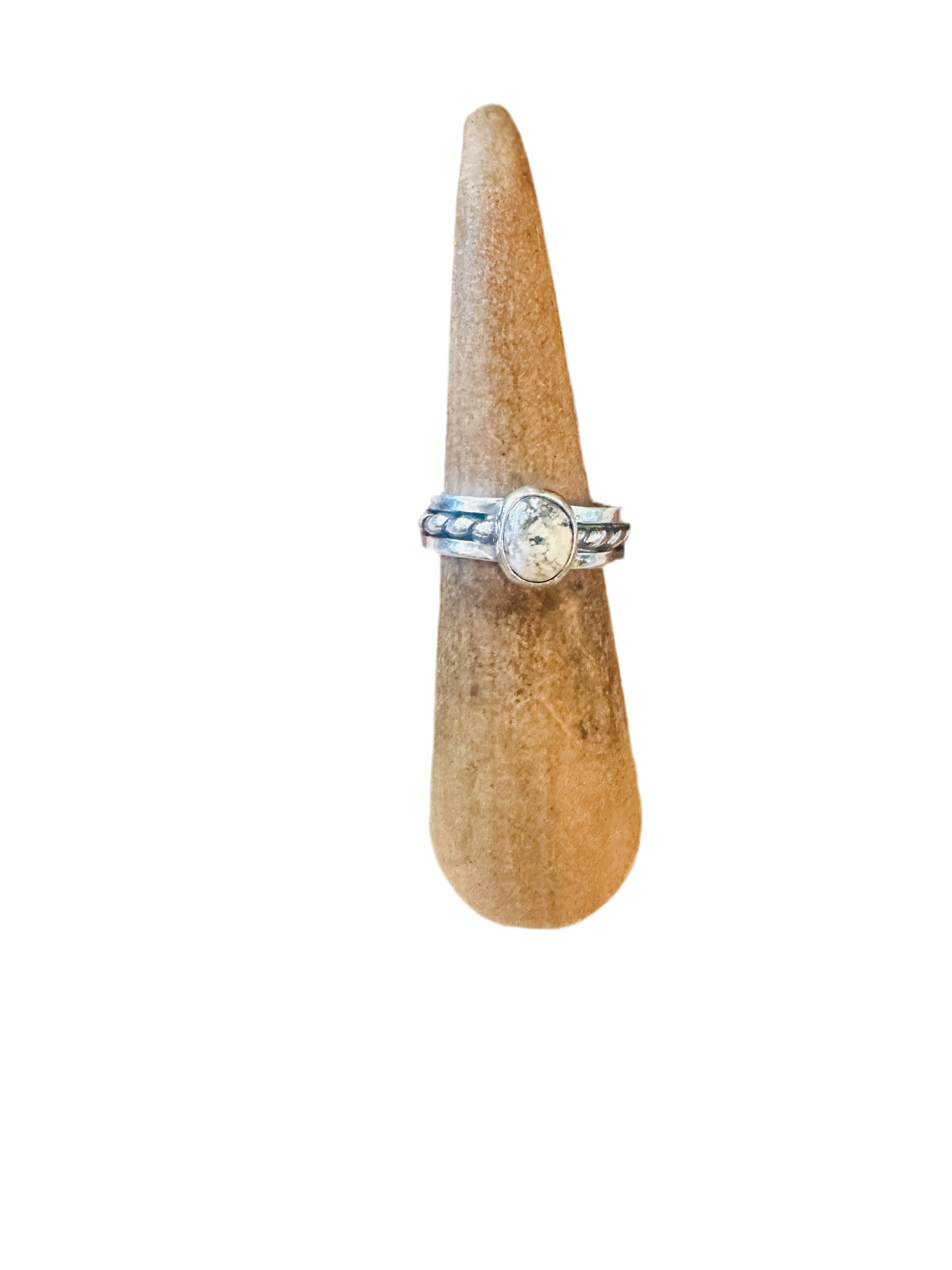 Handcrafted Sterling Silver & White Buffalo Ring