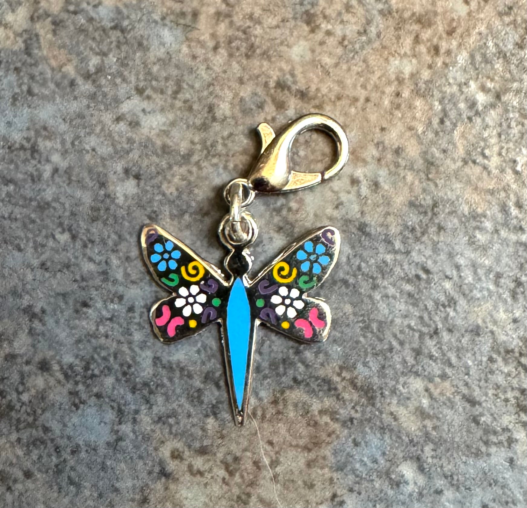 Multicolored Dragonfly Sterling Silver Charm