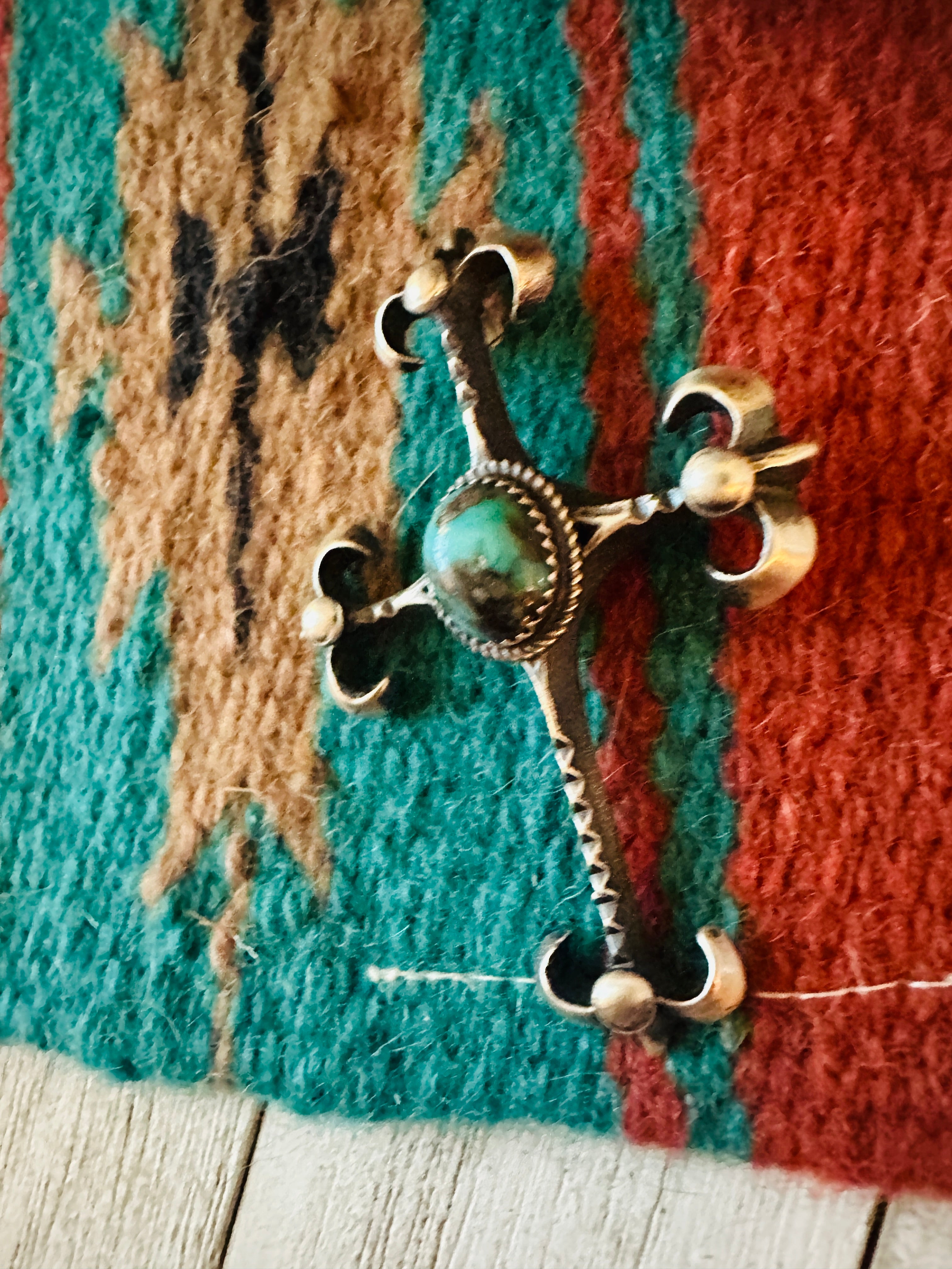 Navajo Sterling Silver & Turquoise Cross Pendant by Martha Cayatineto