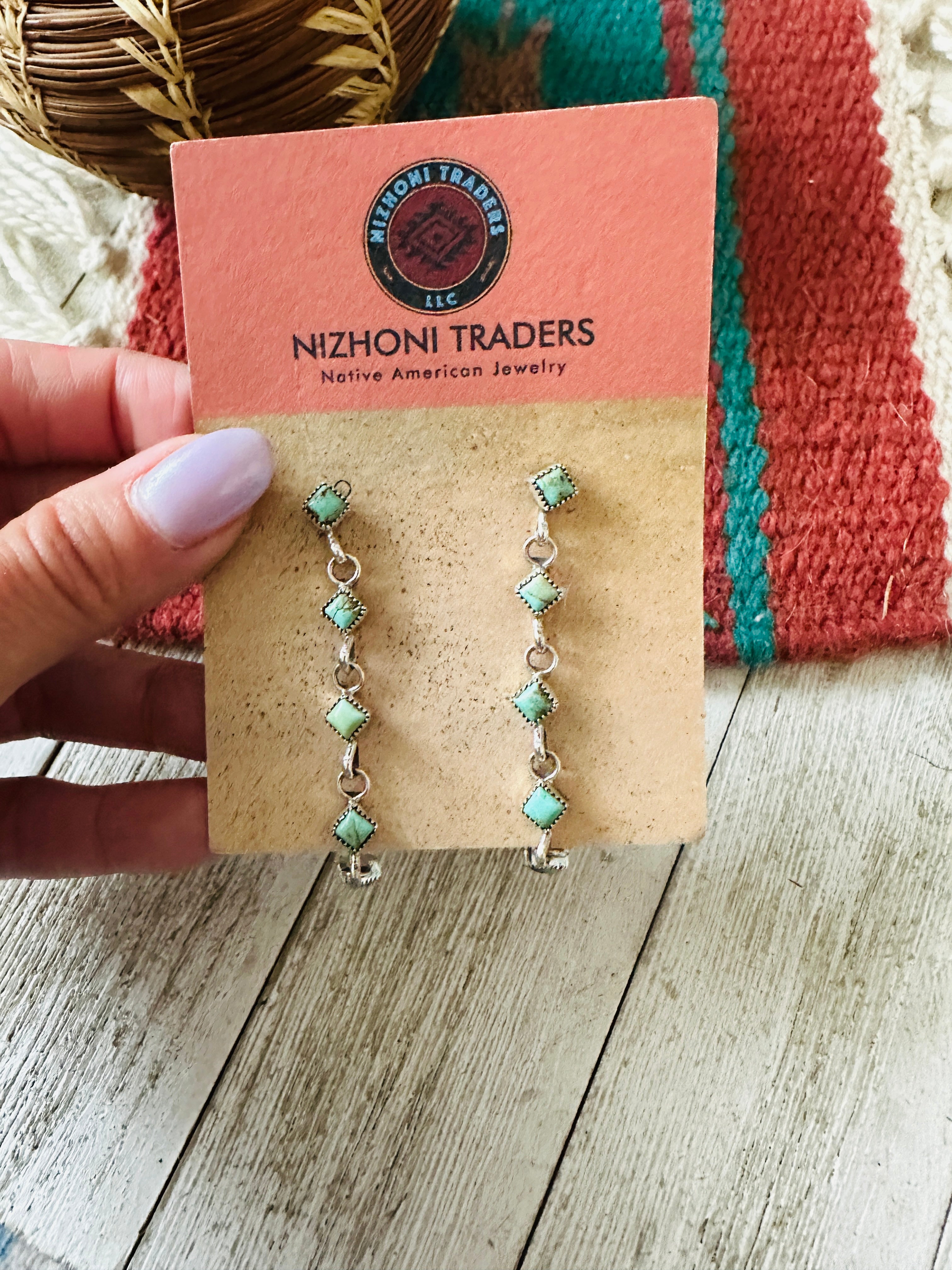 Handcrafted Sterling Silver & Turquoise Dangle Earrings