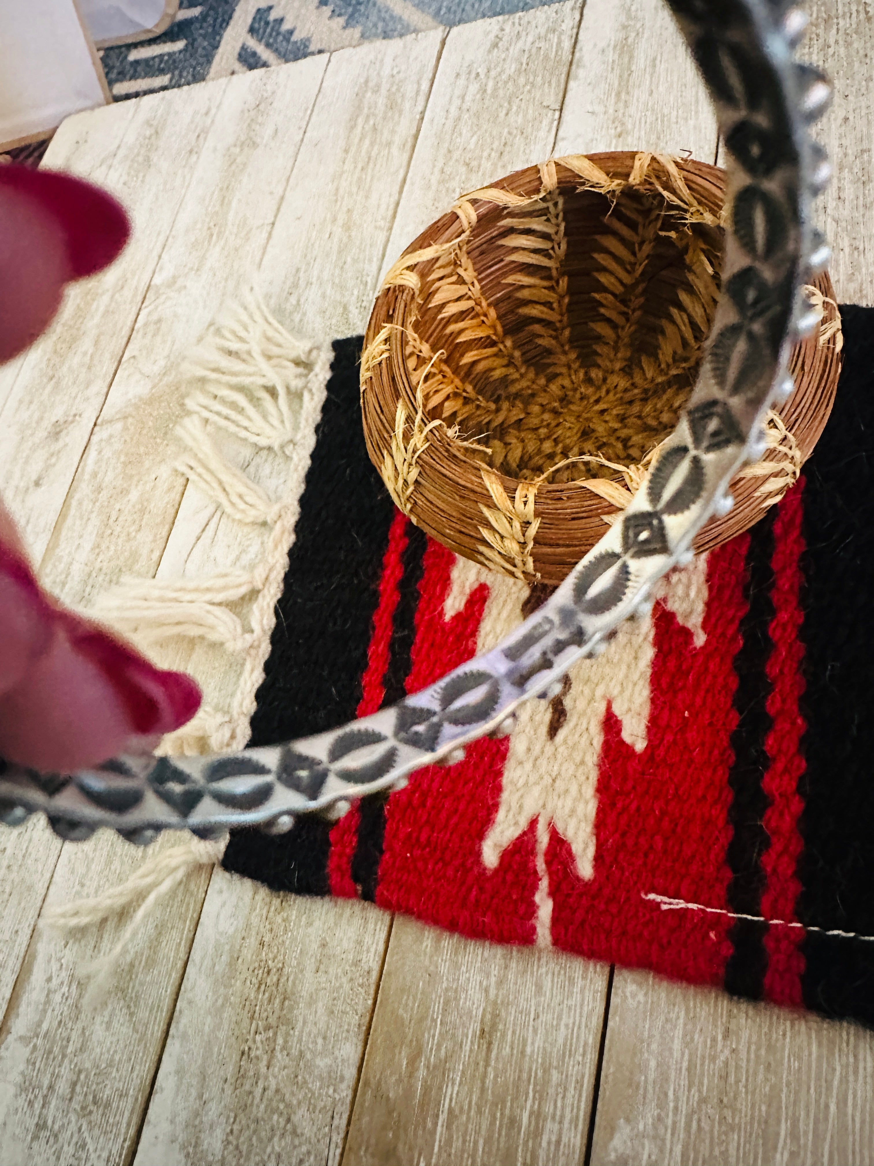 Handcrafted Onyx & Sterling Silver Bangle Bracelet by Leroy James