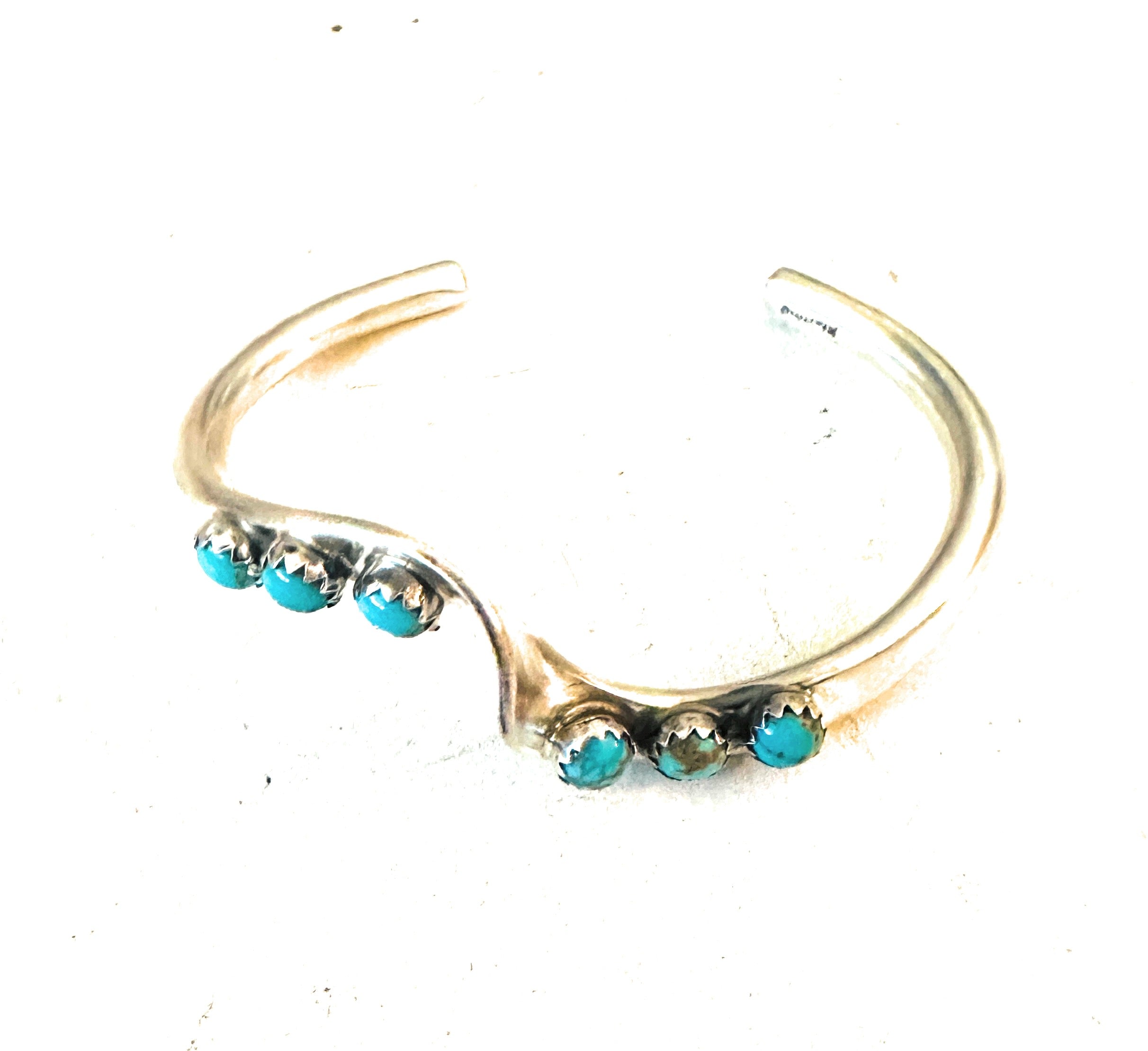 Navajo Turquoise & Sterling Silver Wave Cuff Bracelet