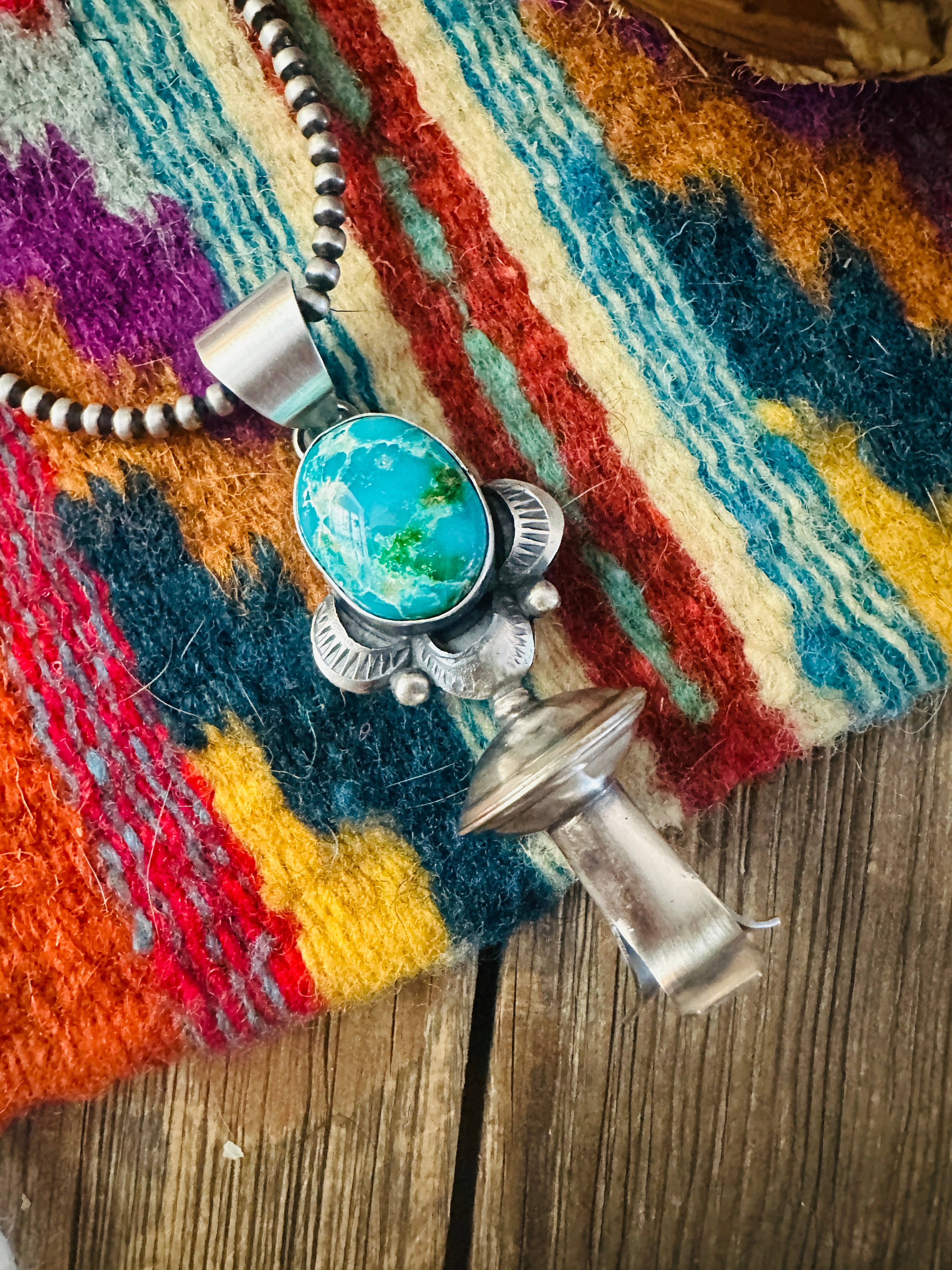 Handcrafted Sterling Silver & Sonoran Mountain Turquoise Blossom Pendant