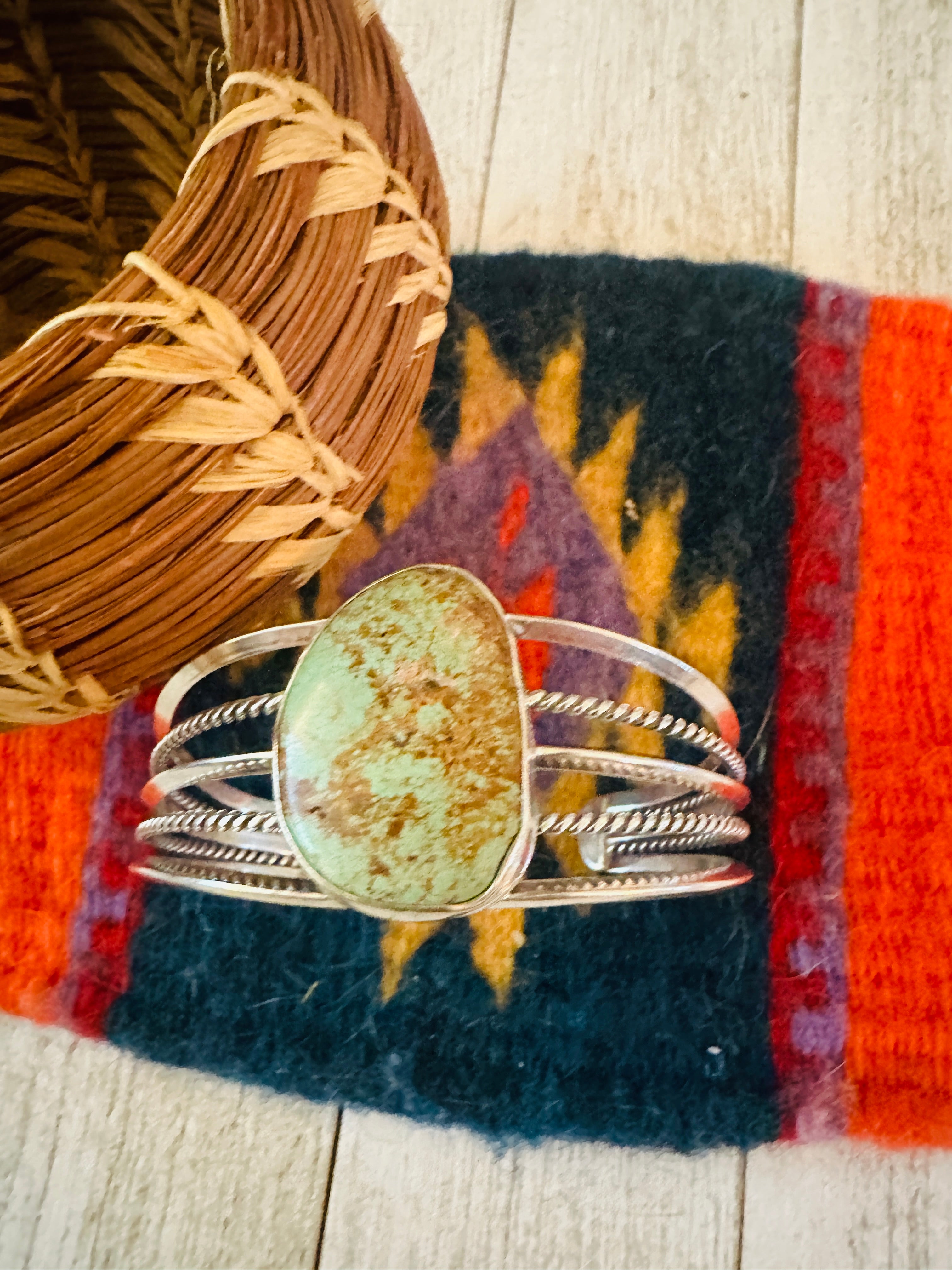 Navajo Sterling Silver & Royston Turquoise Cuff Bracelet