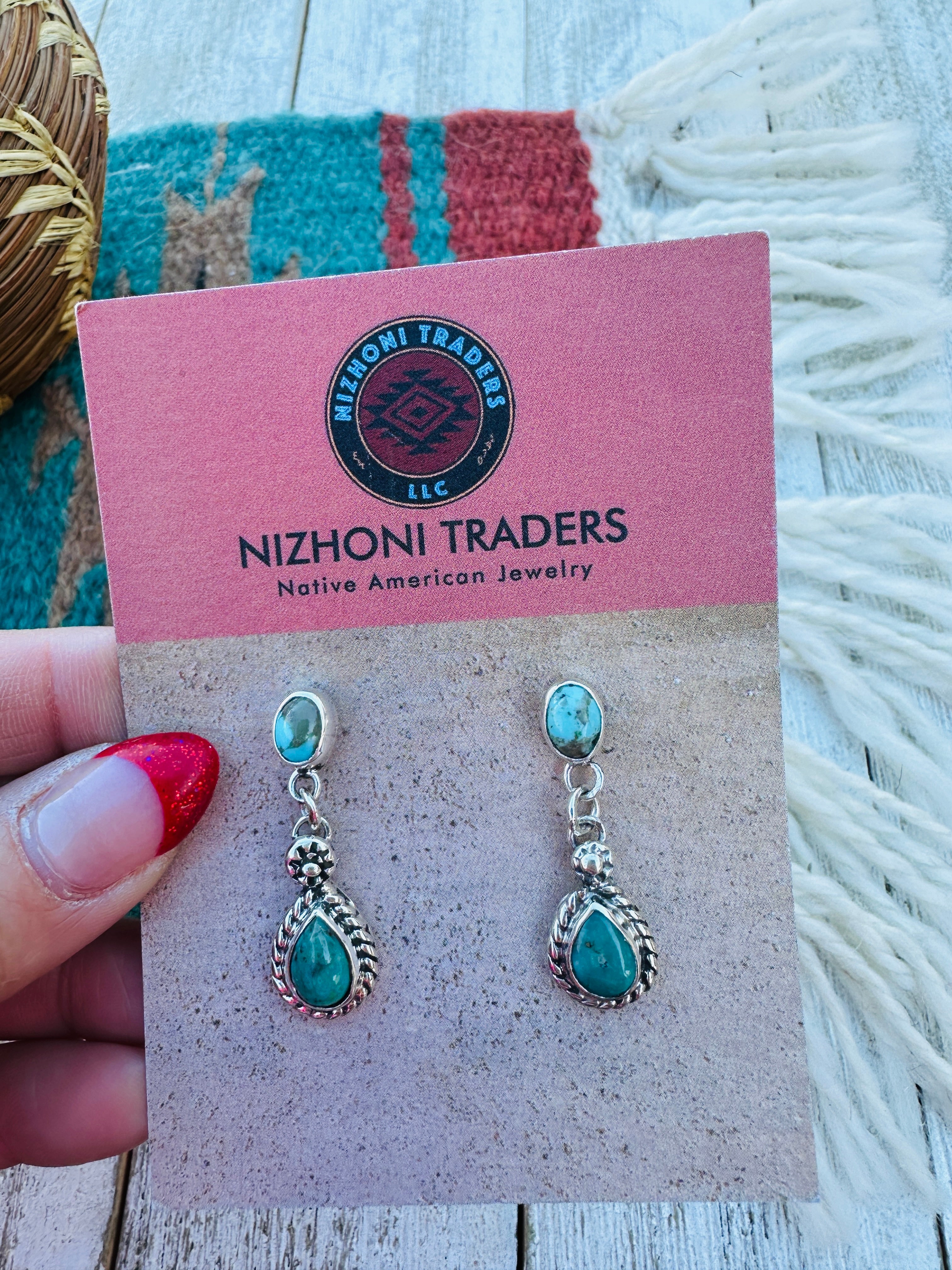 Handcrafted Turquoise & Sterling Silver Dangle Earrings