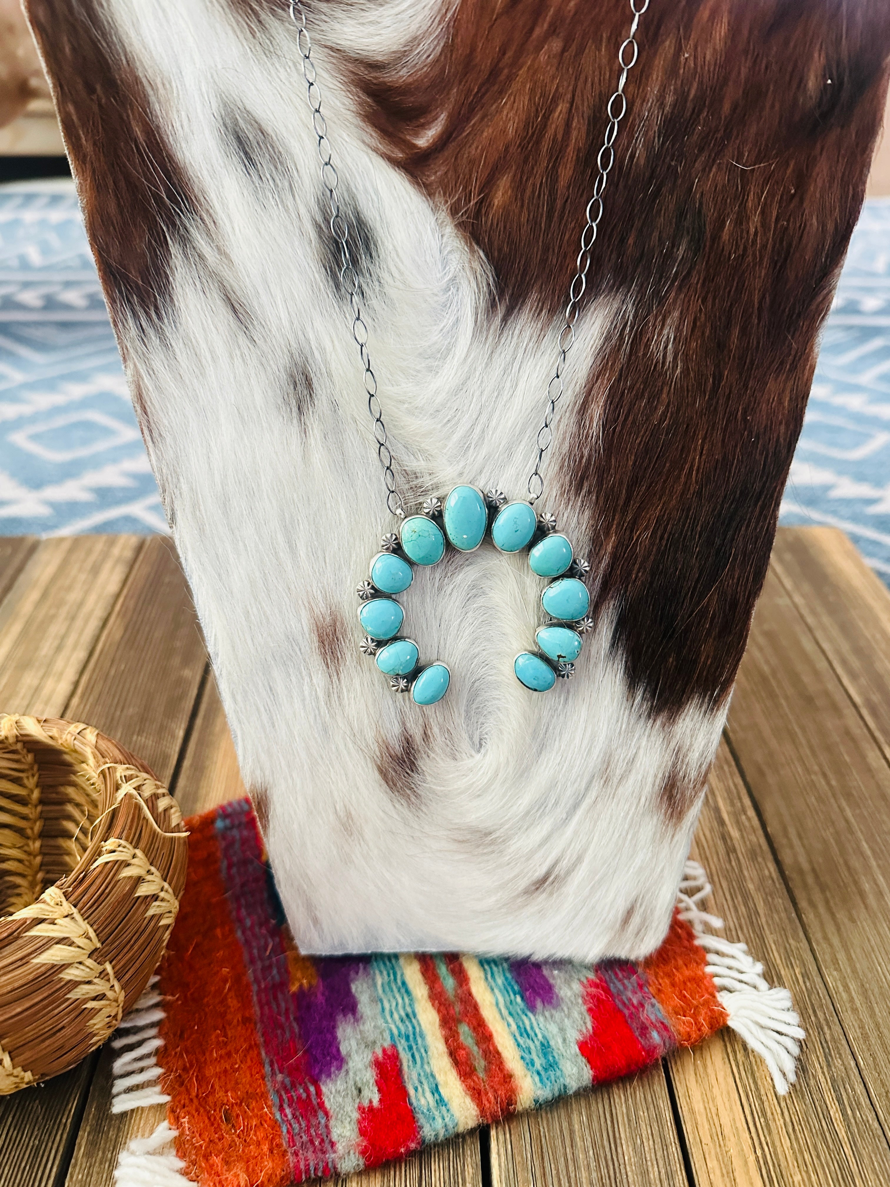 Handcrafted Sterling Silver & Turquoise Naja Necklace by Jameson Garcia