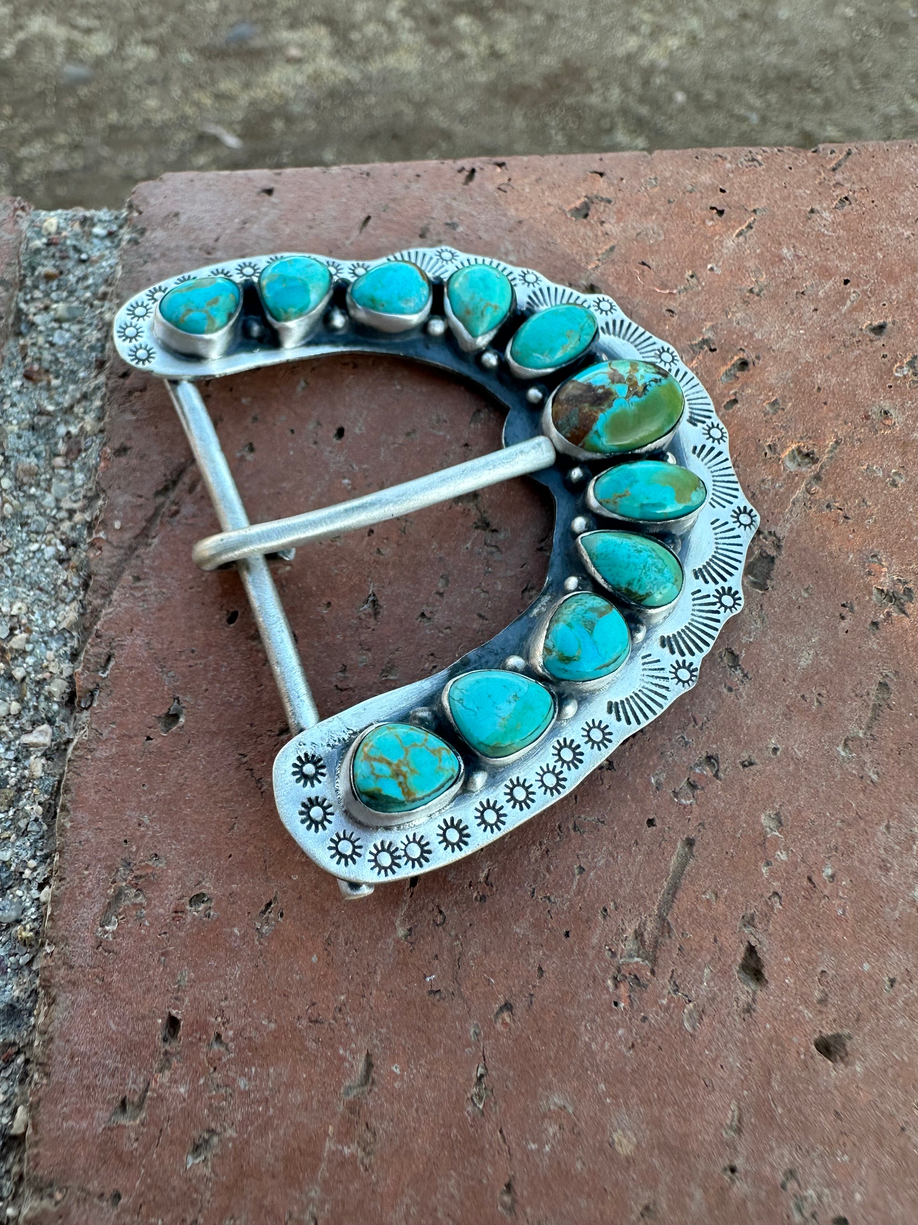 Buckin Bronco Nizhoni Turquoise & Sterling Silver Belt Buckles Signed