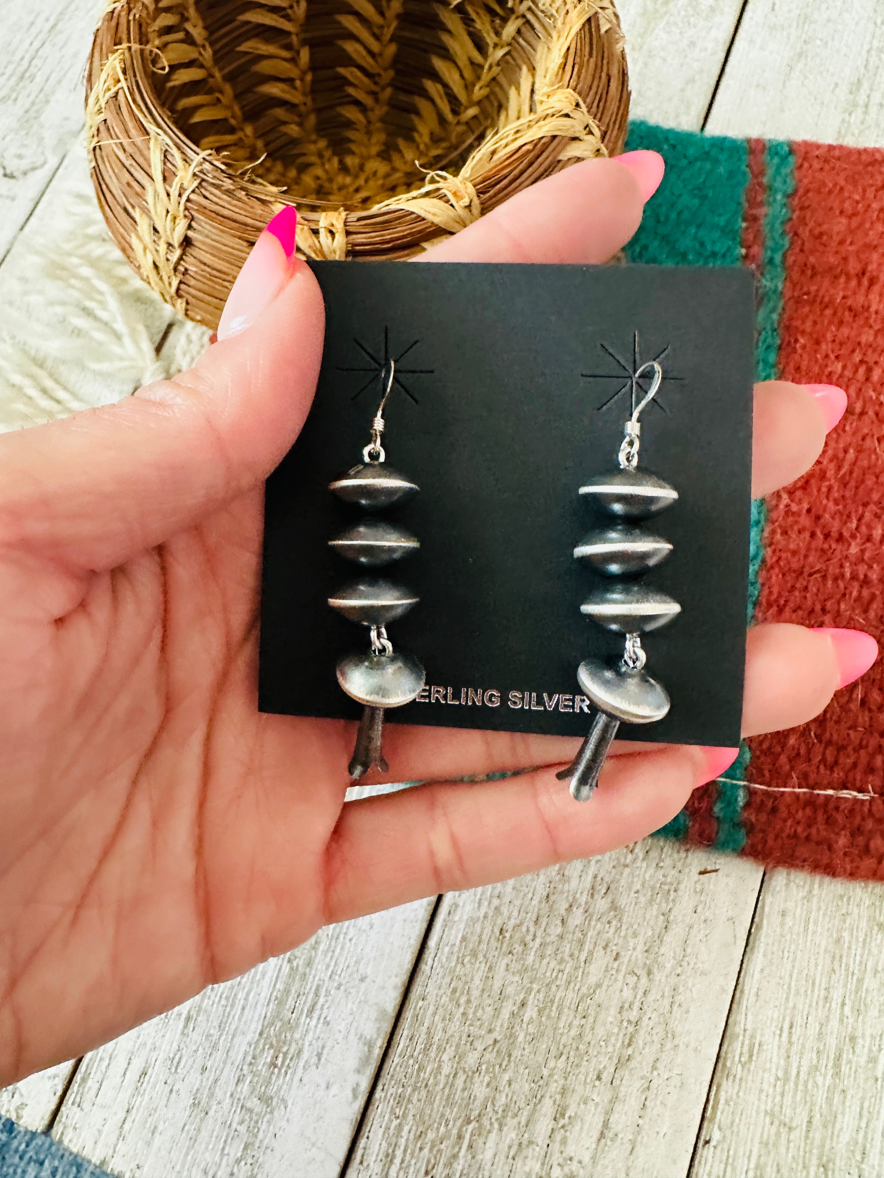 Sterling Silver Pearl Blossom Dangle Earrings