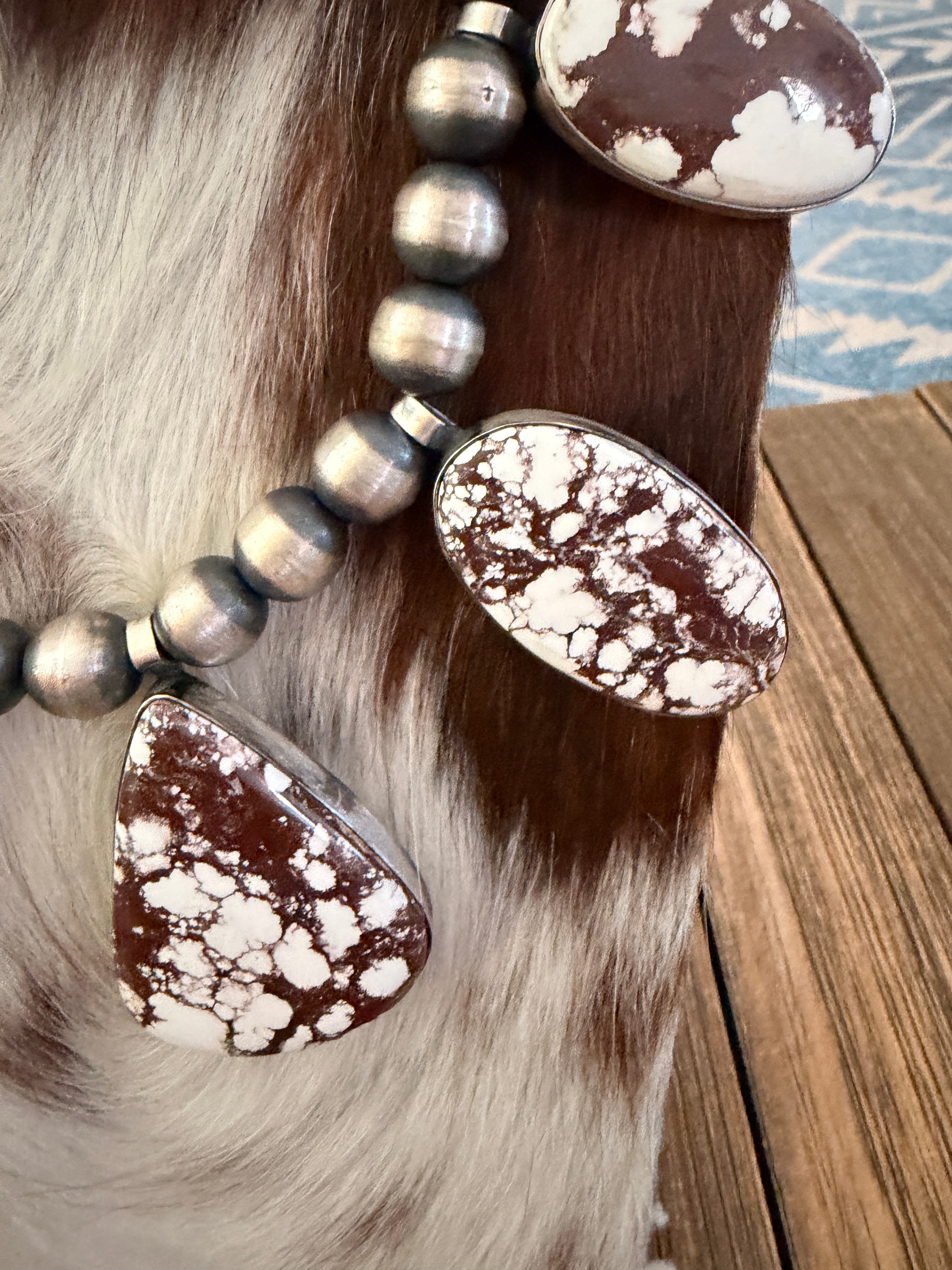 Handcrafted Wild Horse & Sterling Silver Beaded Necklace