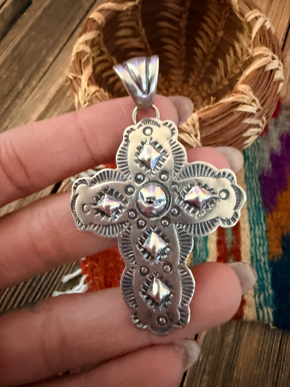 Handcrafted Sterling Silver Cross Pendant by Benson Shorty