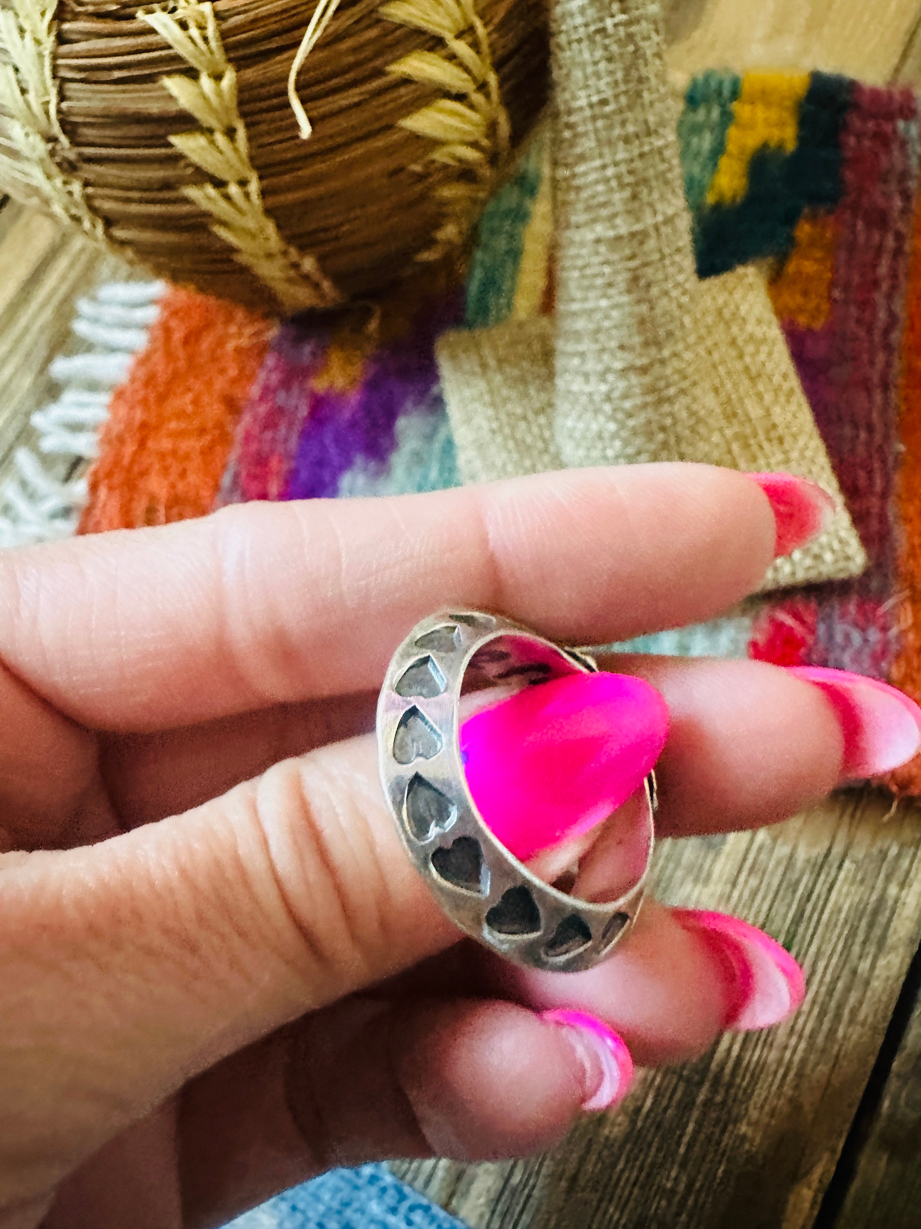 Handcrafted Sterling Silver Band Ring Size 7.75 by Sunshine Reeves