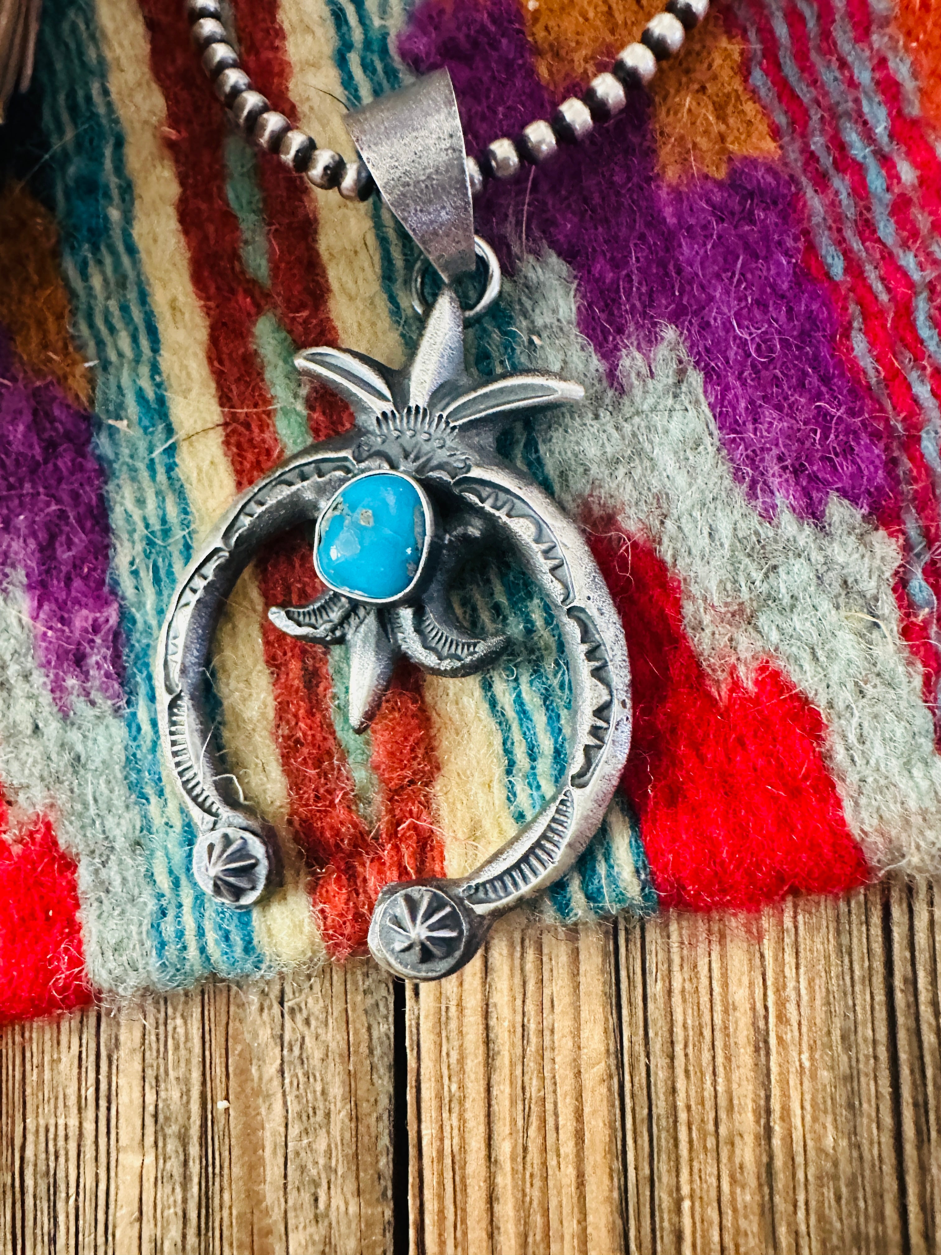 Handcrafted Sterling Silver & Kingman Turquoise Naja Pendant by Kevin Billah