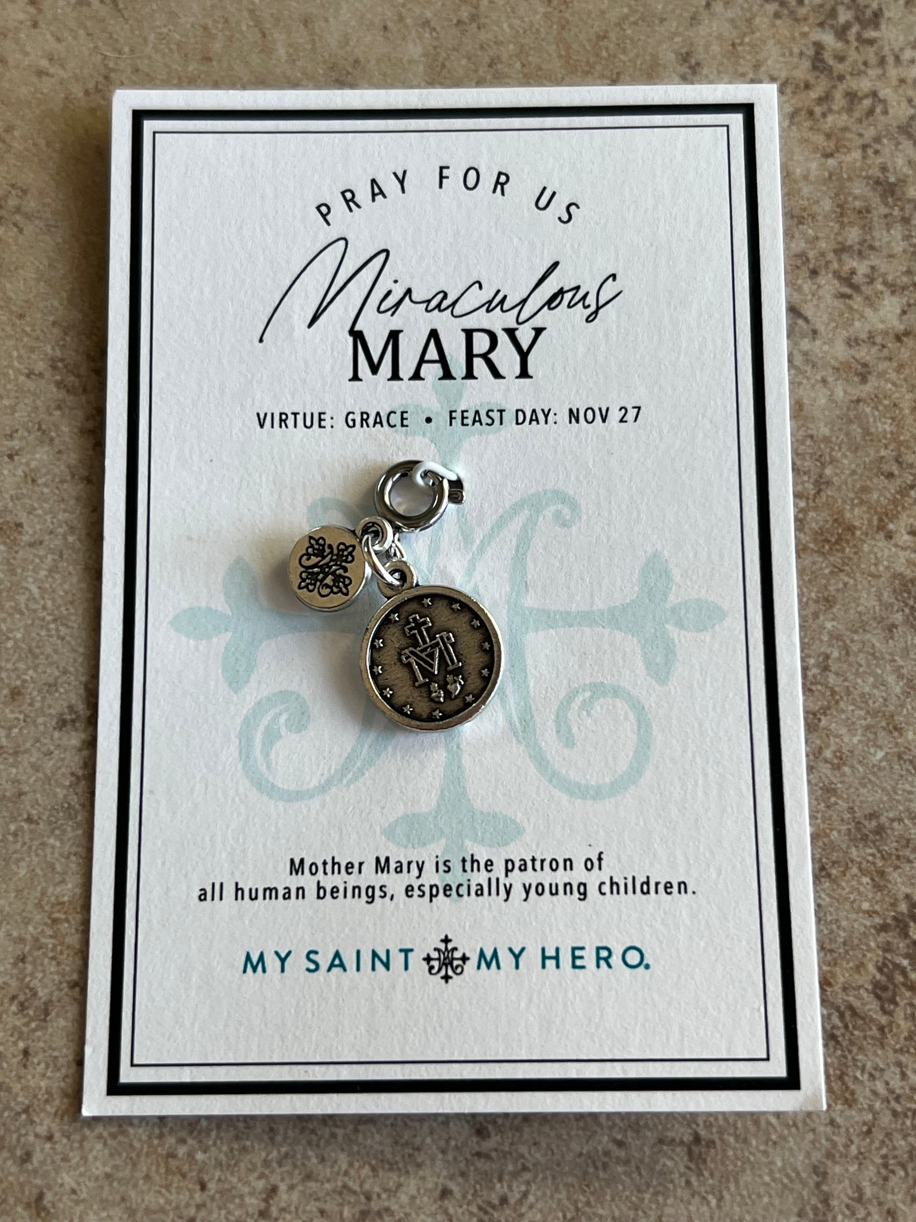Miraculous Mary Medal Charm- Blue