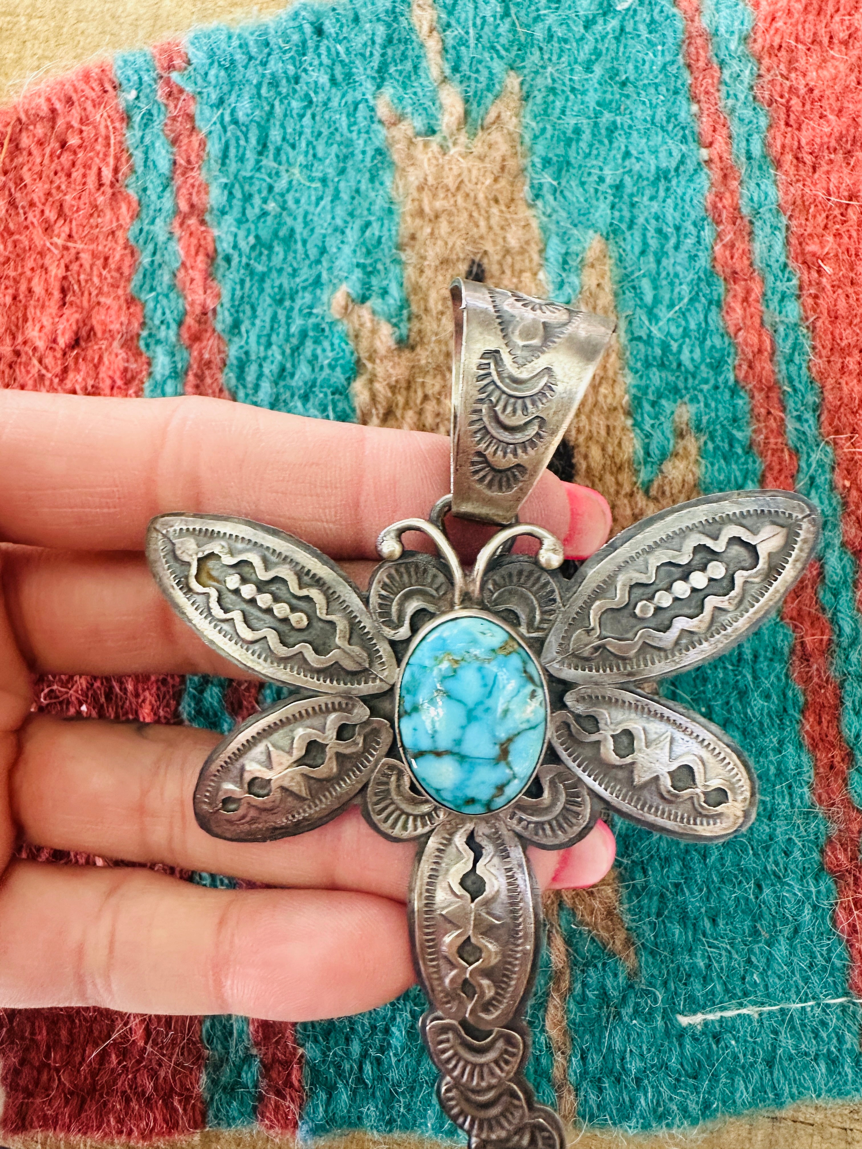 Handcrafted Sterling Silver & Turquoise Dragonfly Pendant