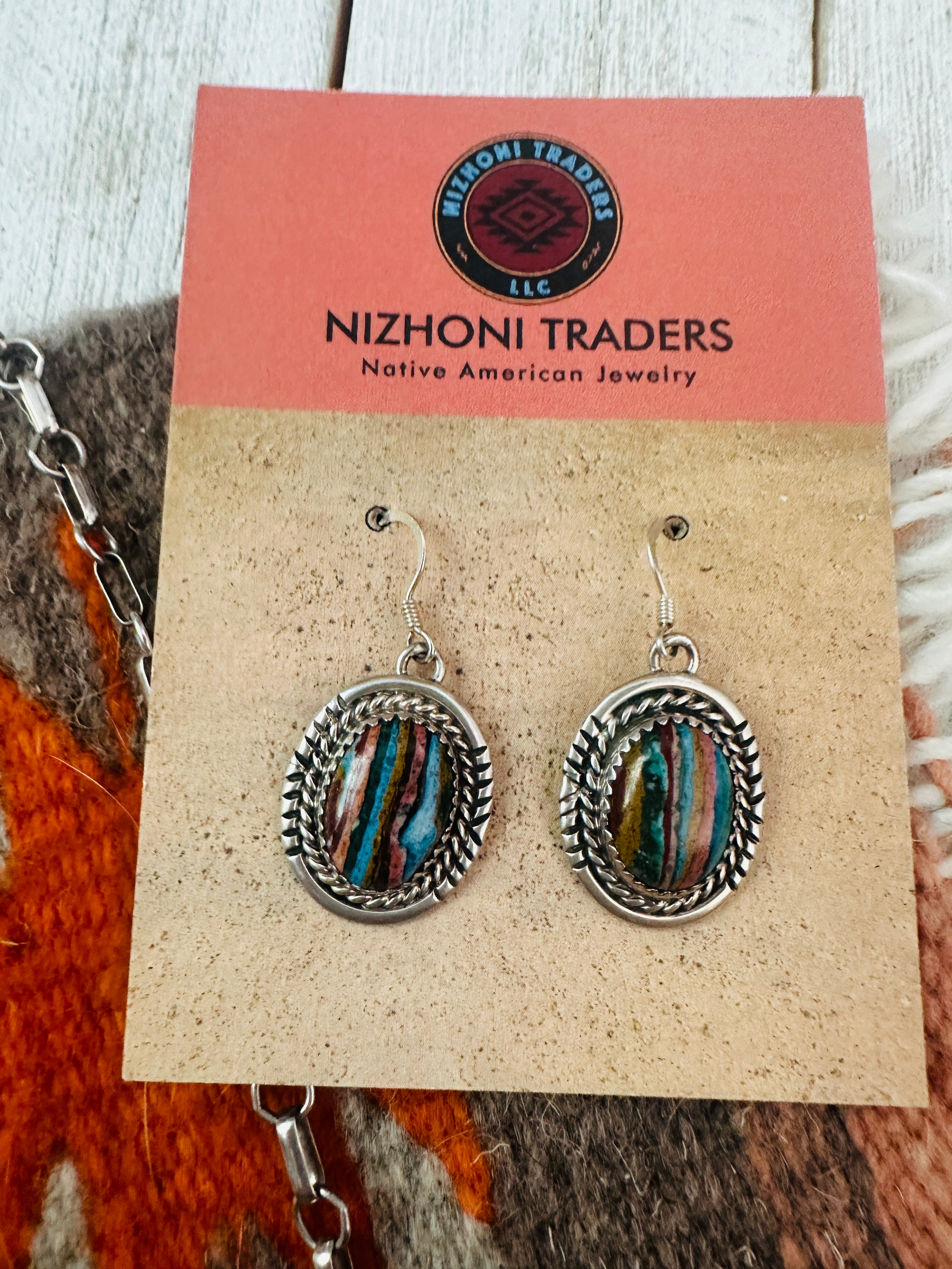 Navajo Rainbow Calsilica & Sterling Silver Necklace Set