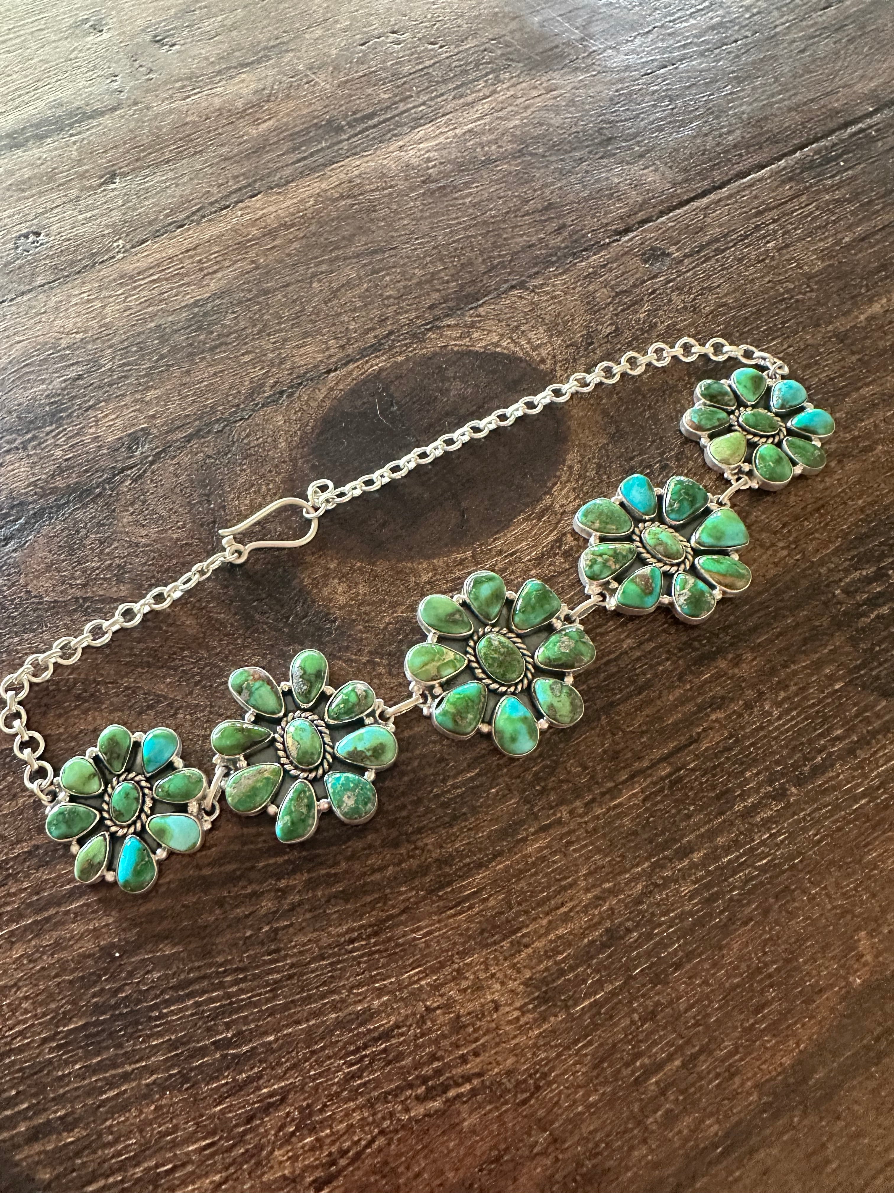 Handmade Sterling Silver Sonoran Mountain Turquoise Choker Necklace