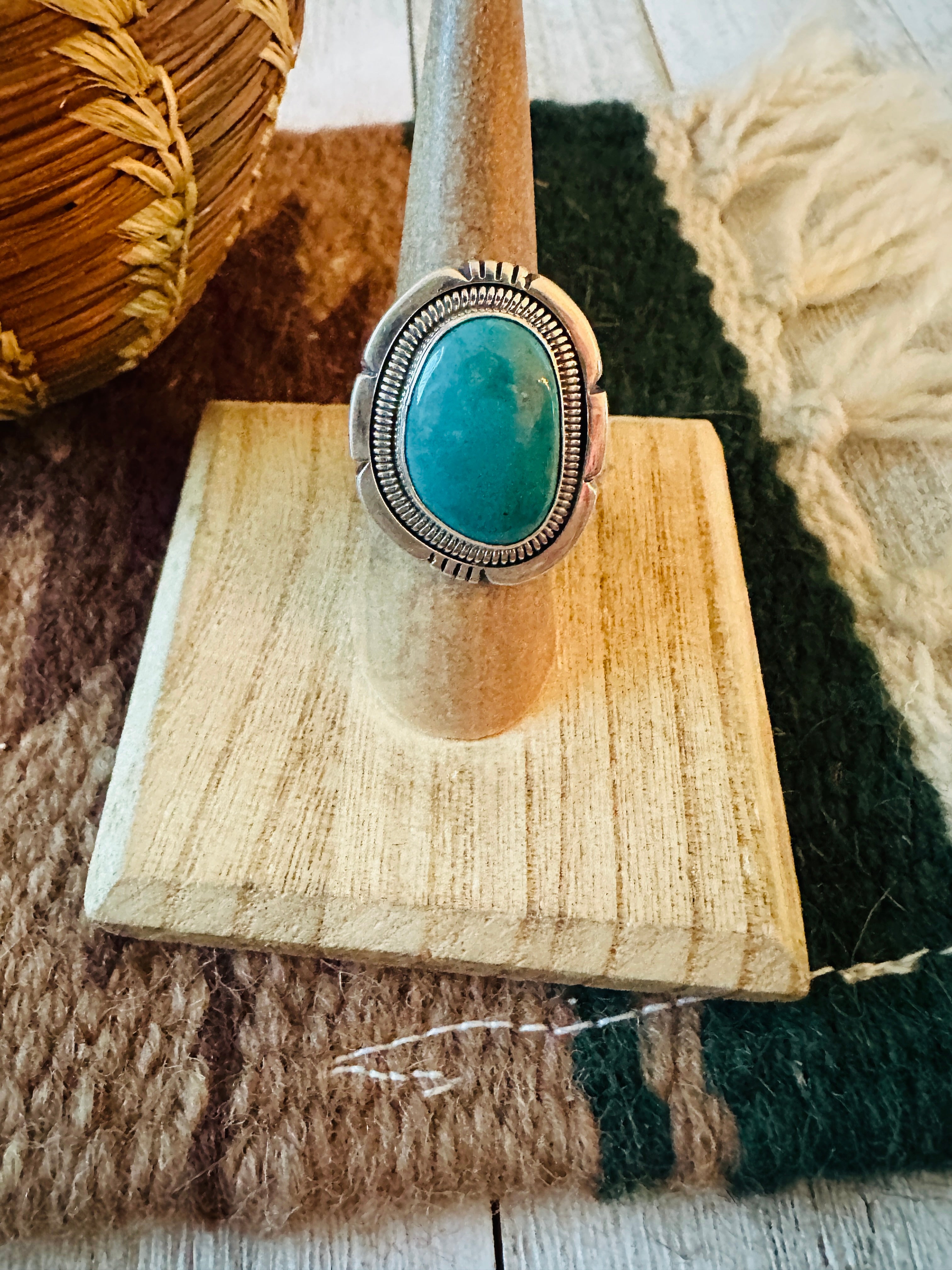 Navajo Sterling Silver & Turquoise Ring Size 6