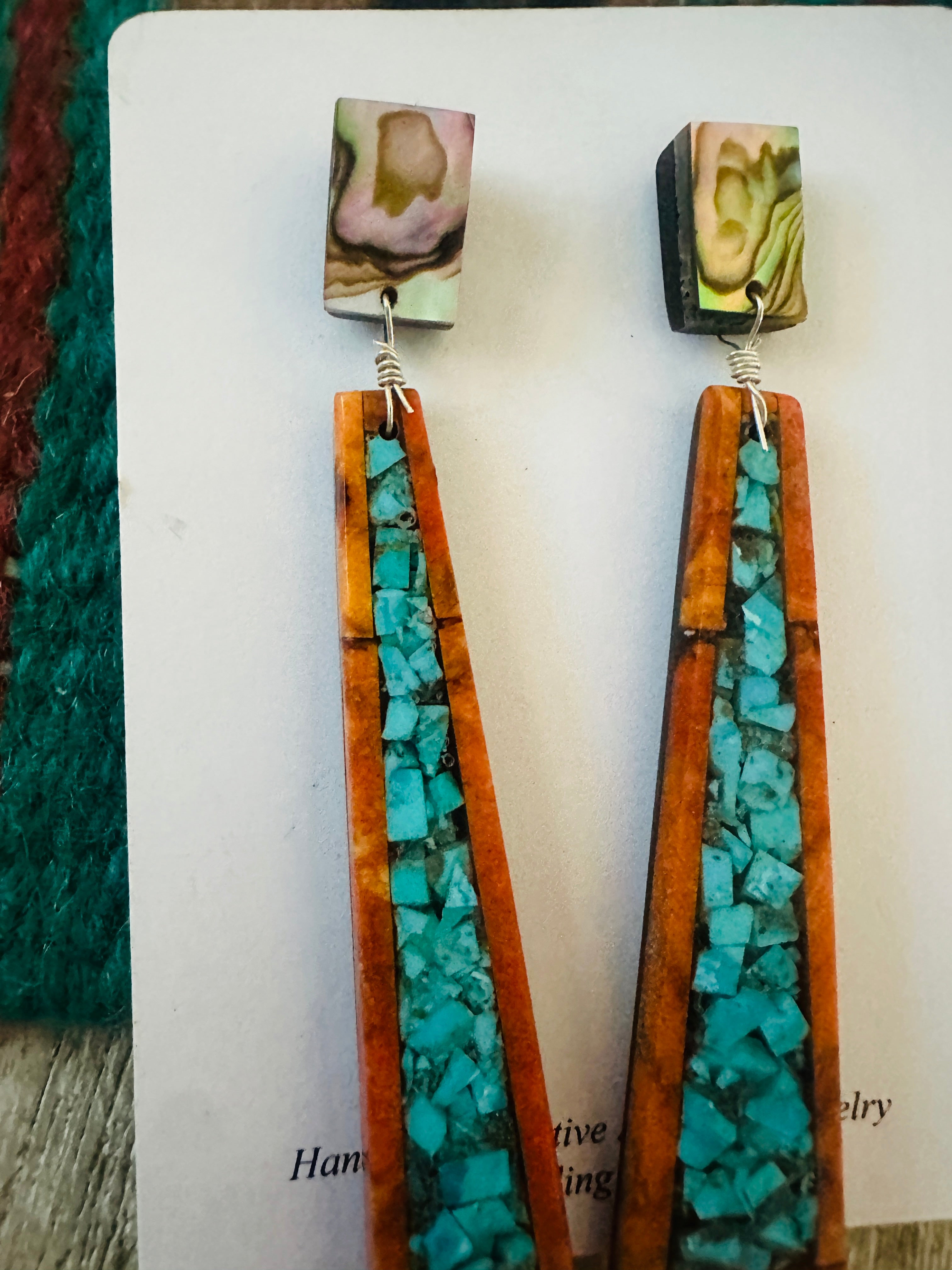 Santo Domingo Multi Stone Mosaic Inlay Dangle Earrings