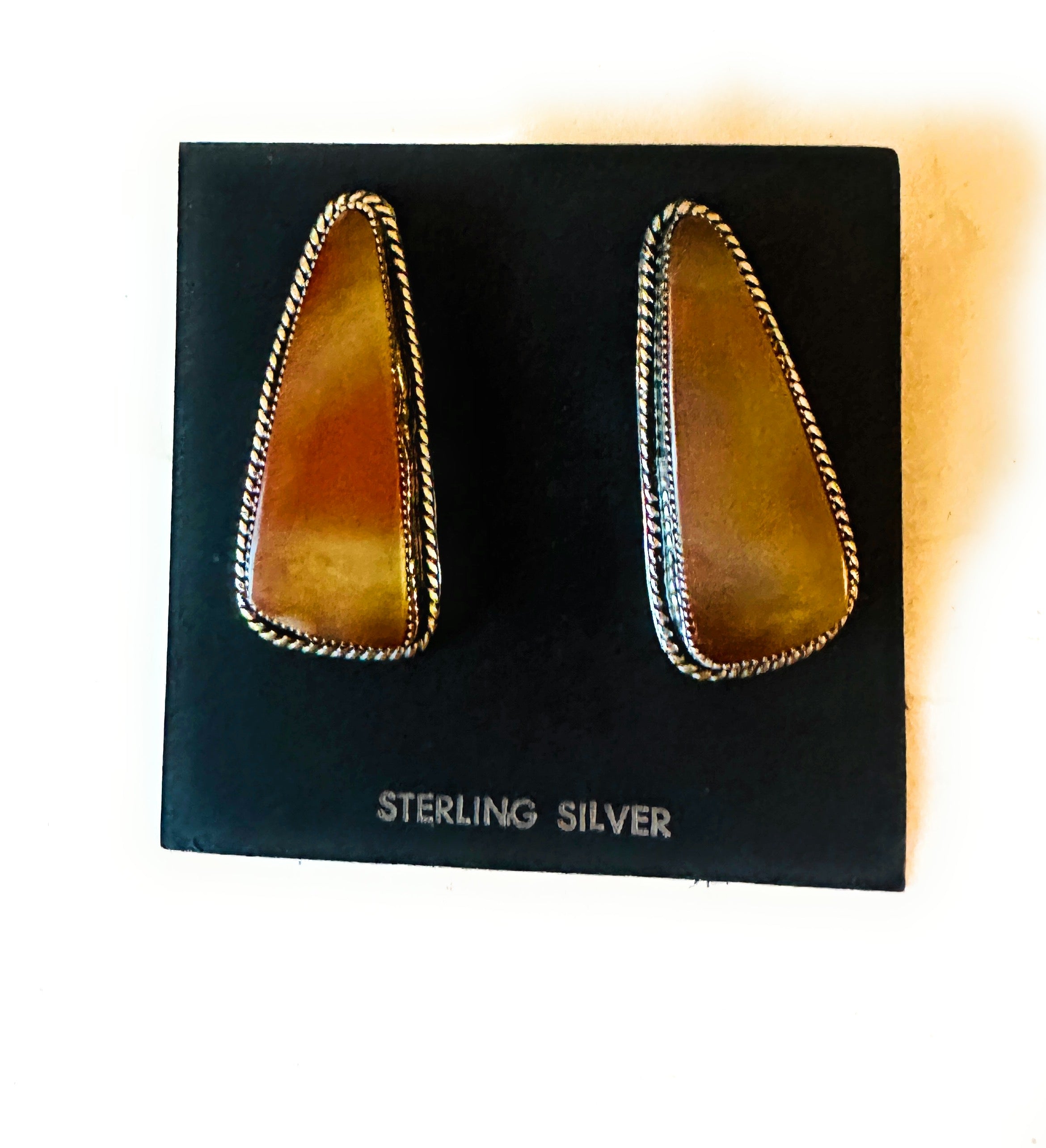 Navajo Jasper Sterling Silver Post Earrings Signed