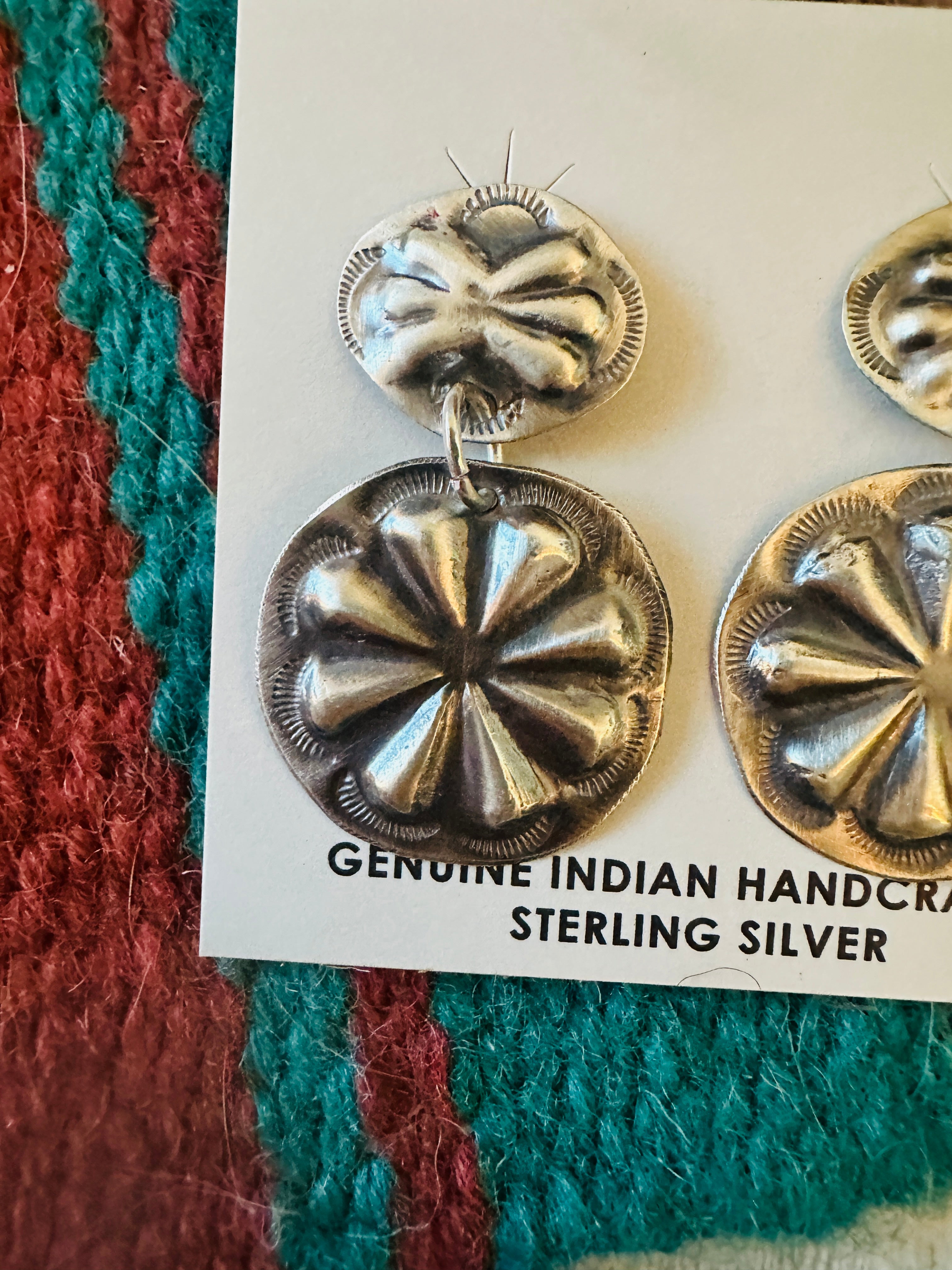 Handcrafted Sterling Silver Concho Dangle Earrings