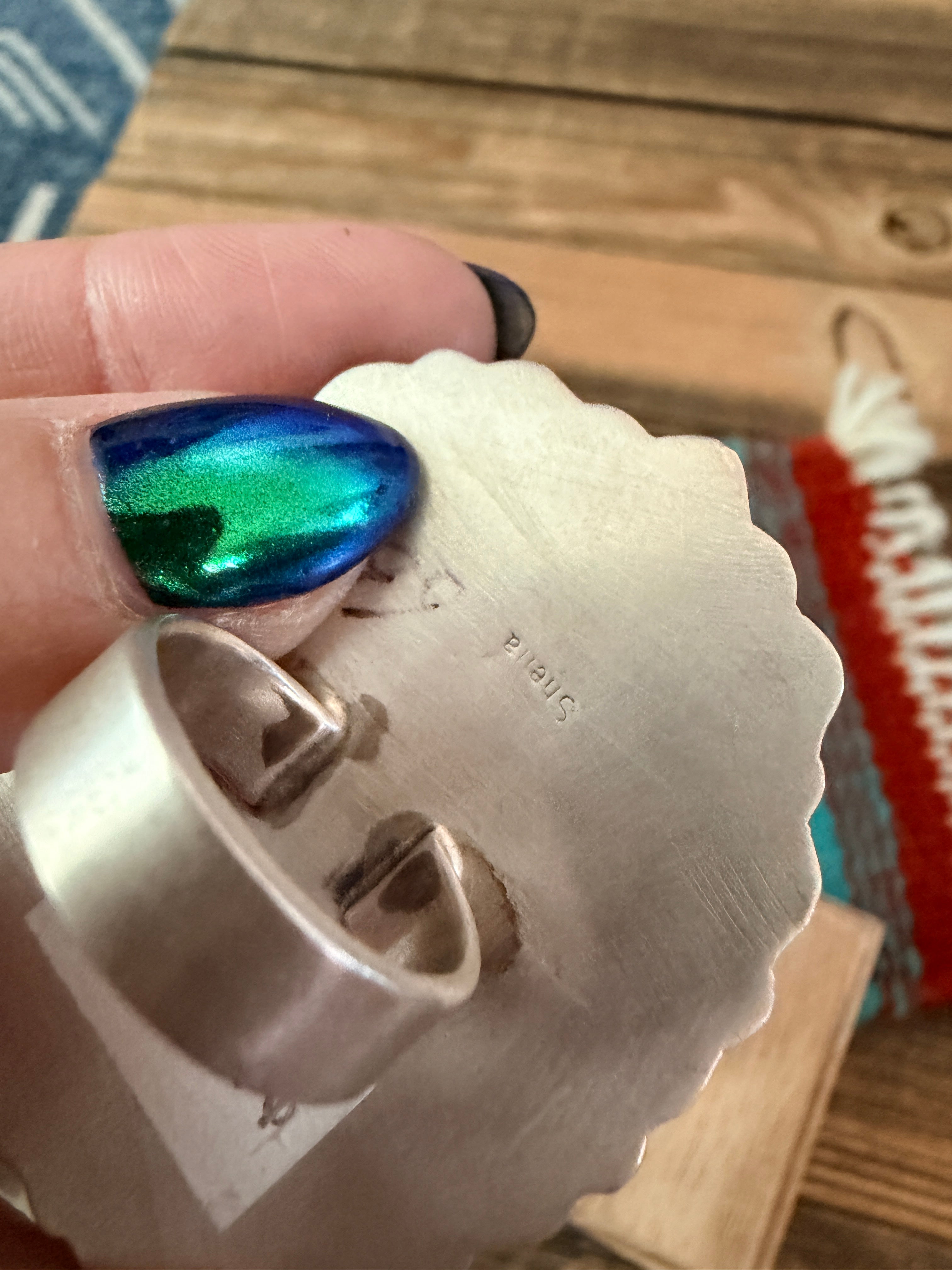 Handcrafted Multi Turquoise & Sterling Silver Cluster Ring by Sheila Becenti Size 7.25