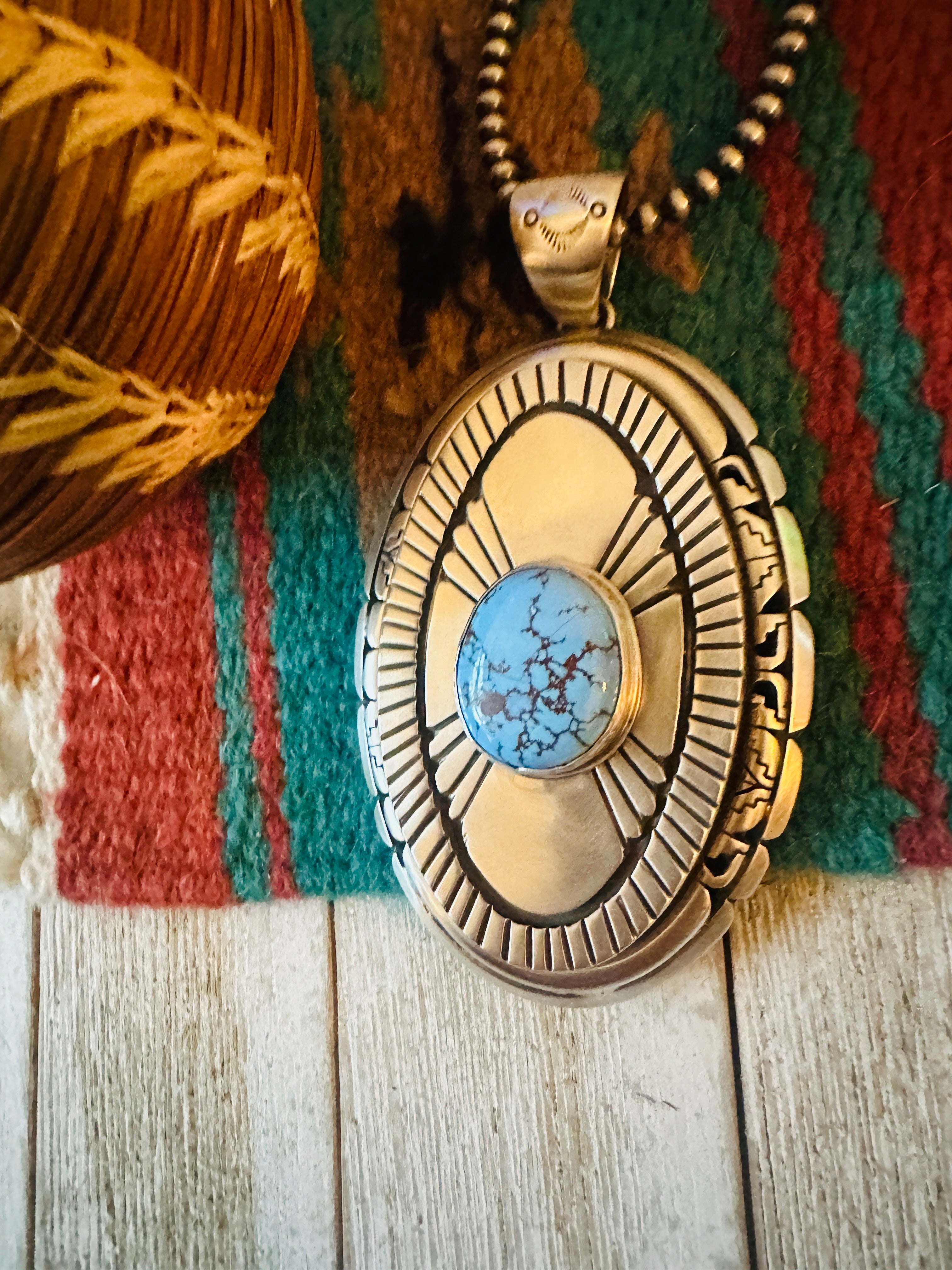 Handcrafted Golden Hills Turquoise & Sterling Silver Pendant
