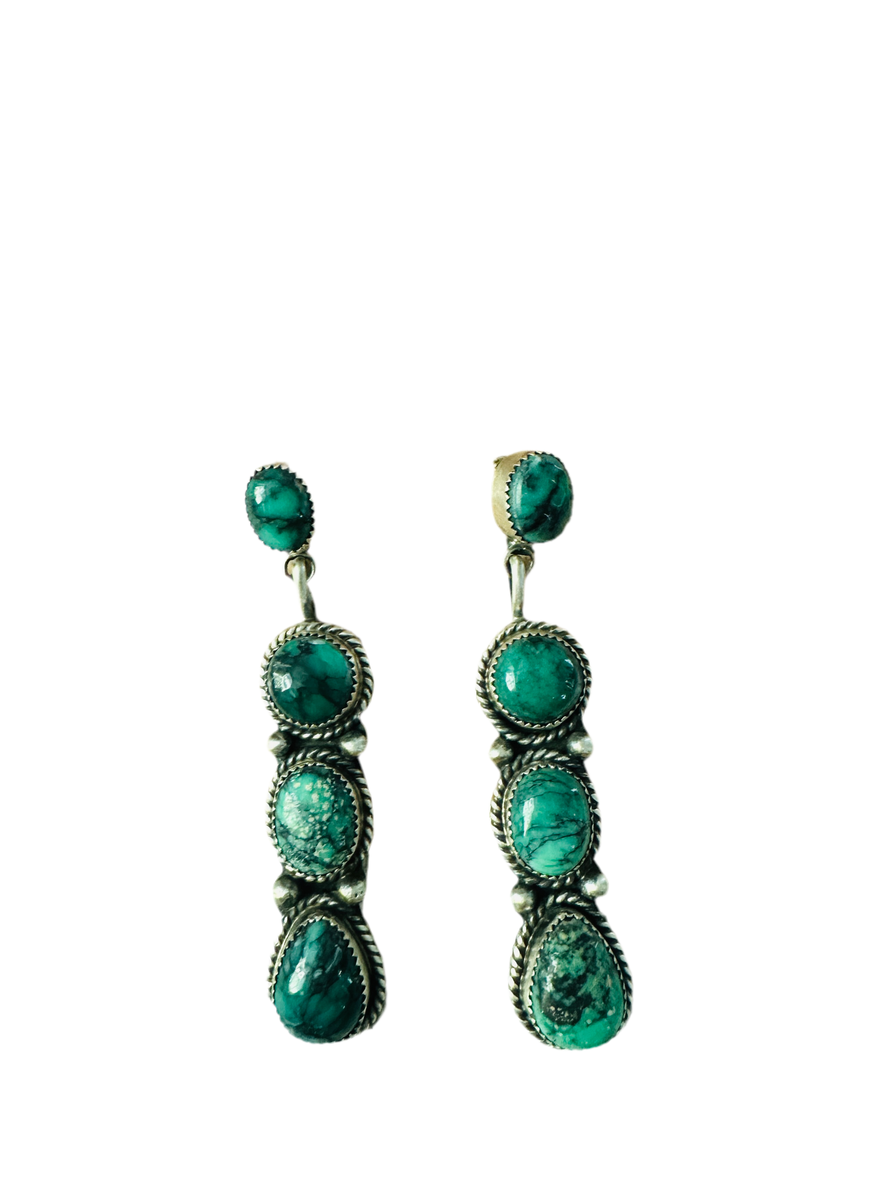 Navajo Variscite and Sterling Silver Dangle Earrings