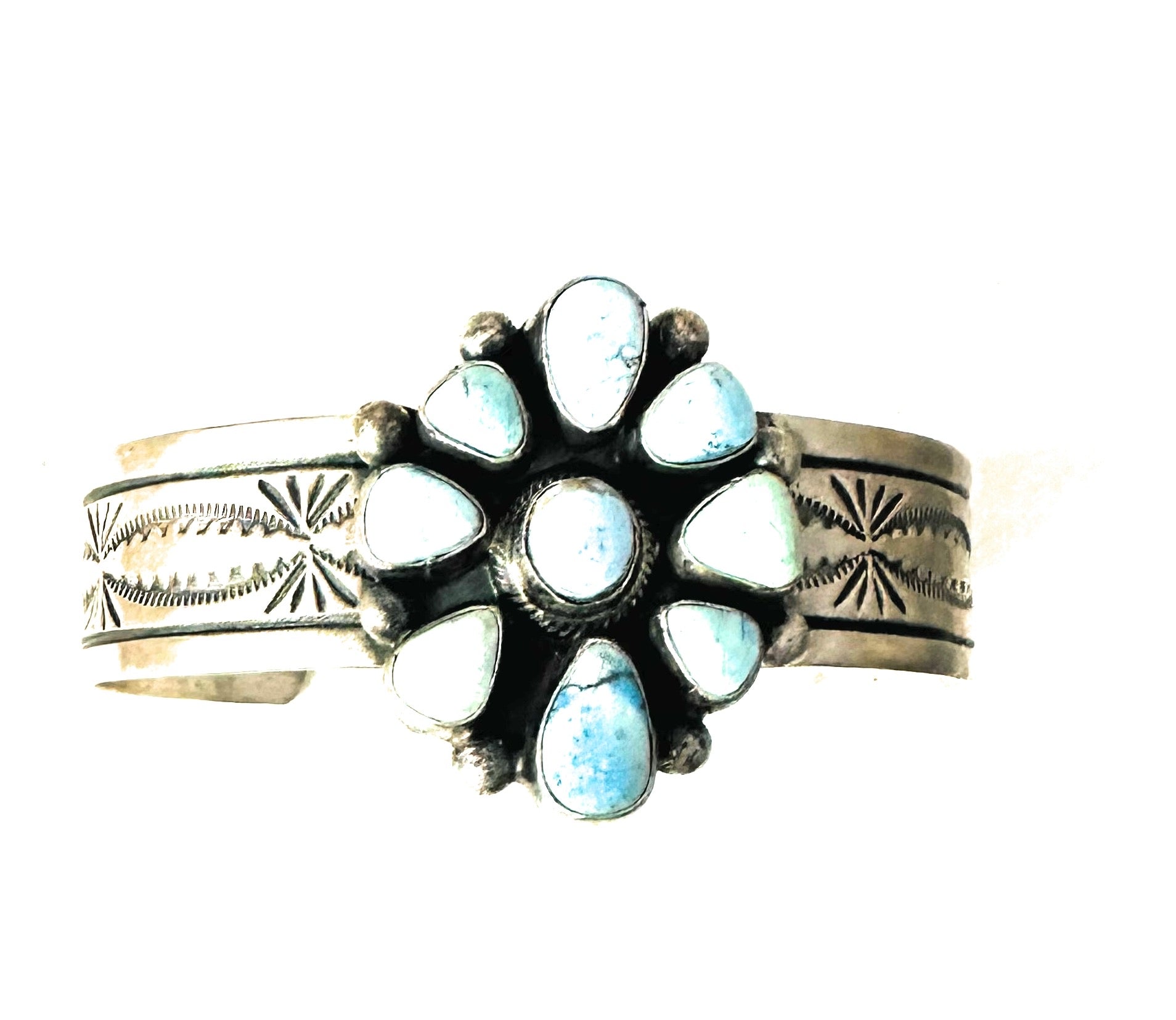 Navajo Golden Hills Turquoise & Sterling Silver Cuff Bracelet