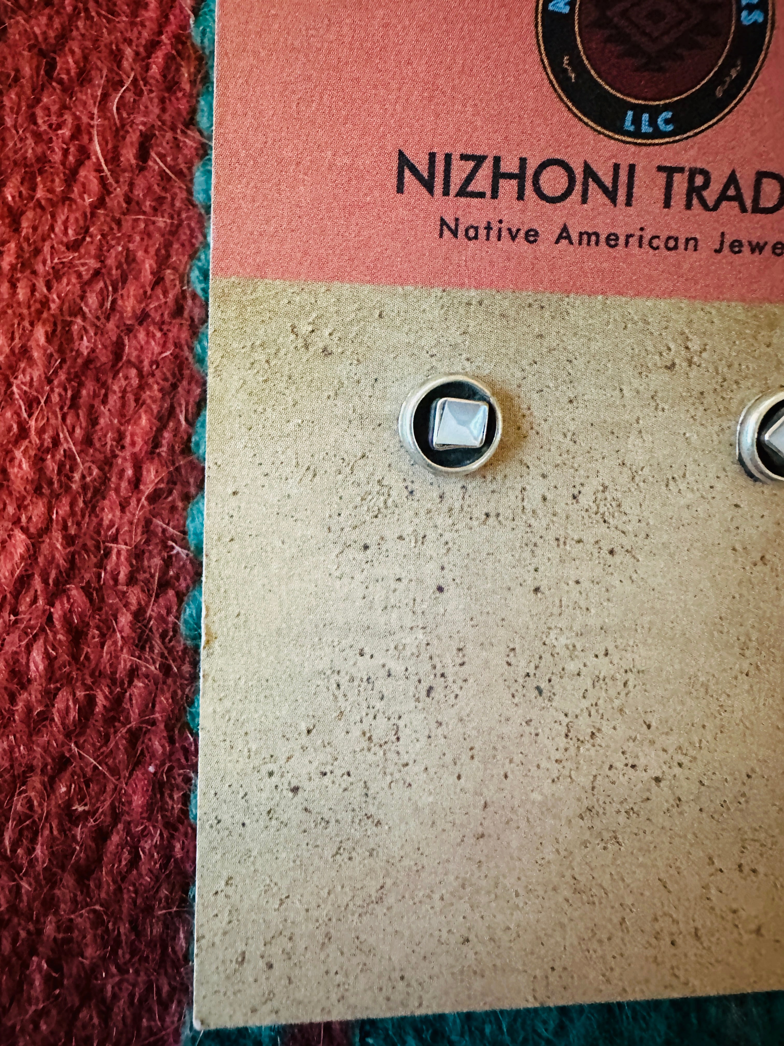 Navajo Mother of Pearl and Sterling Silver Shadowbox Stud Earrings