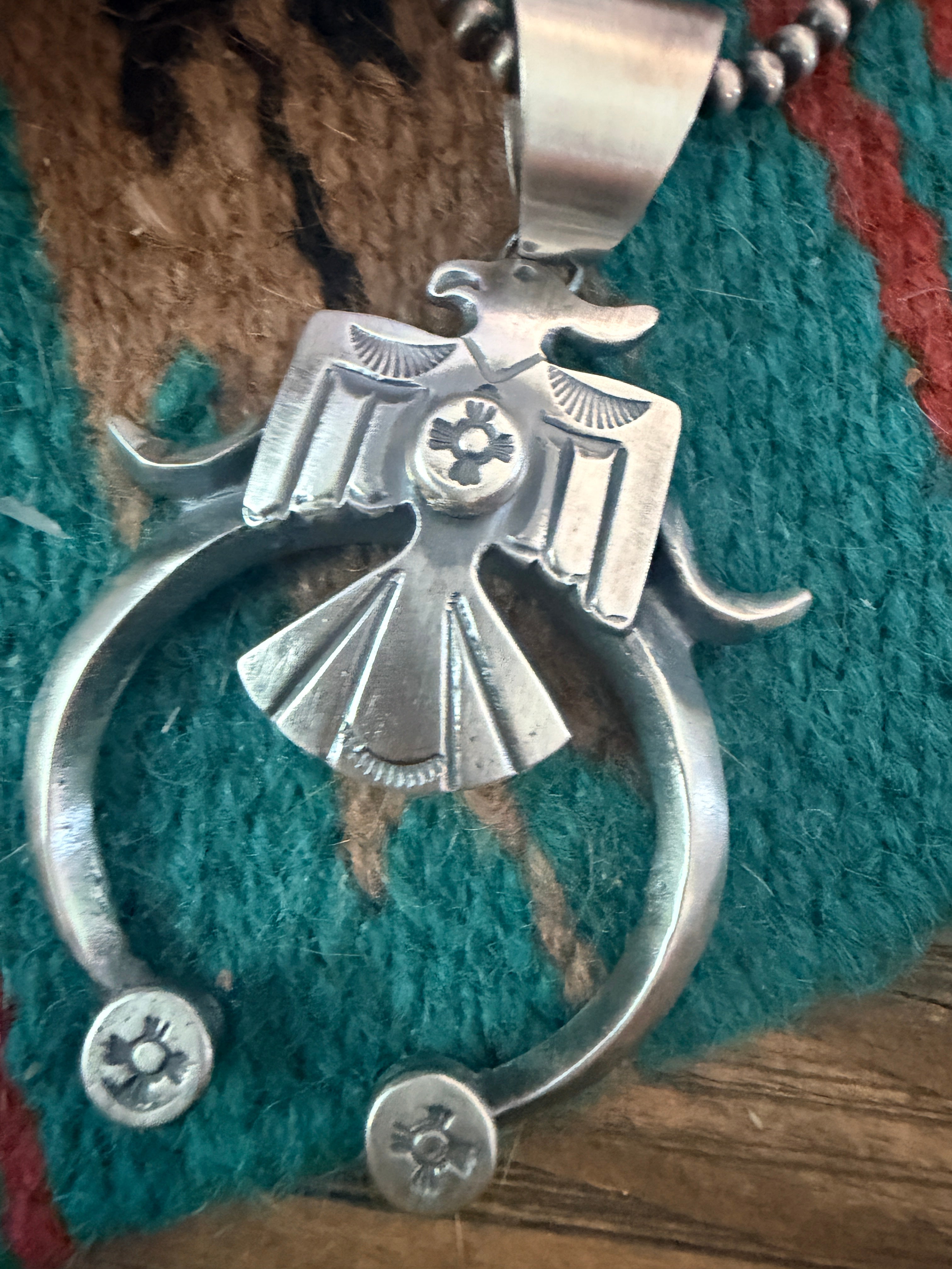 Handcrafted Sterling Silver Thunderbird Naja Pendant by Chimney Butte