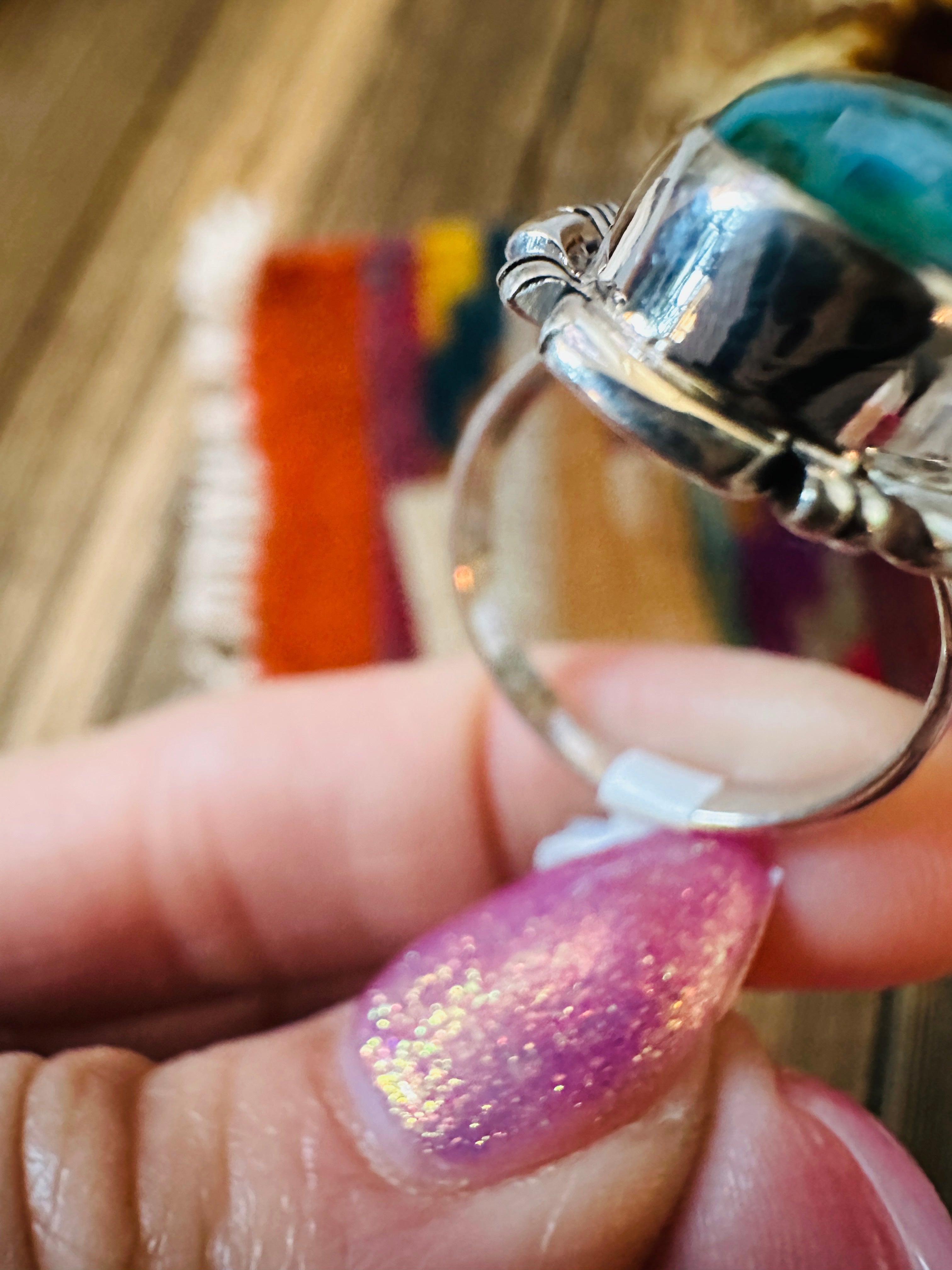 Handcrafted Sonoran Mountain Turquoise & Sterling Silver Ring size 8.5
