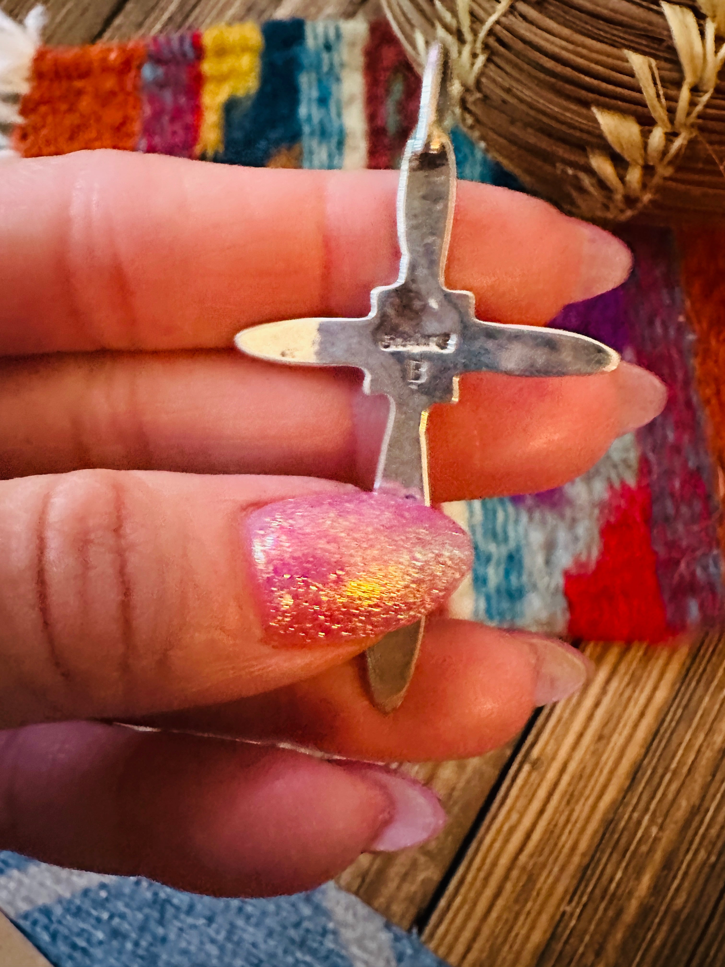 Handcrafted Sterling Silver & Turquoise Cross Pendant